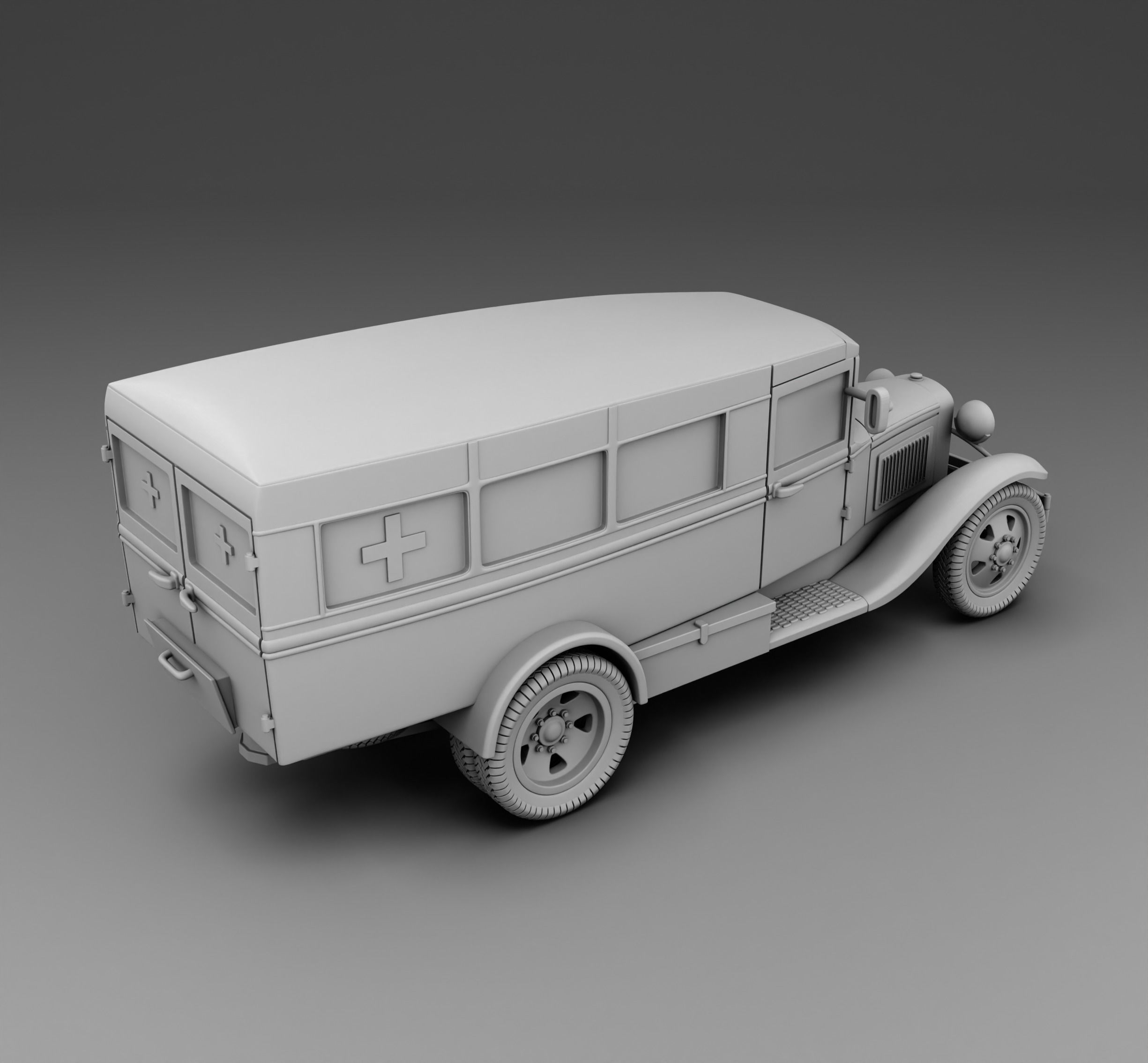 Gas-55 vintage ambulance 3D print model_1