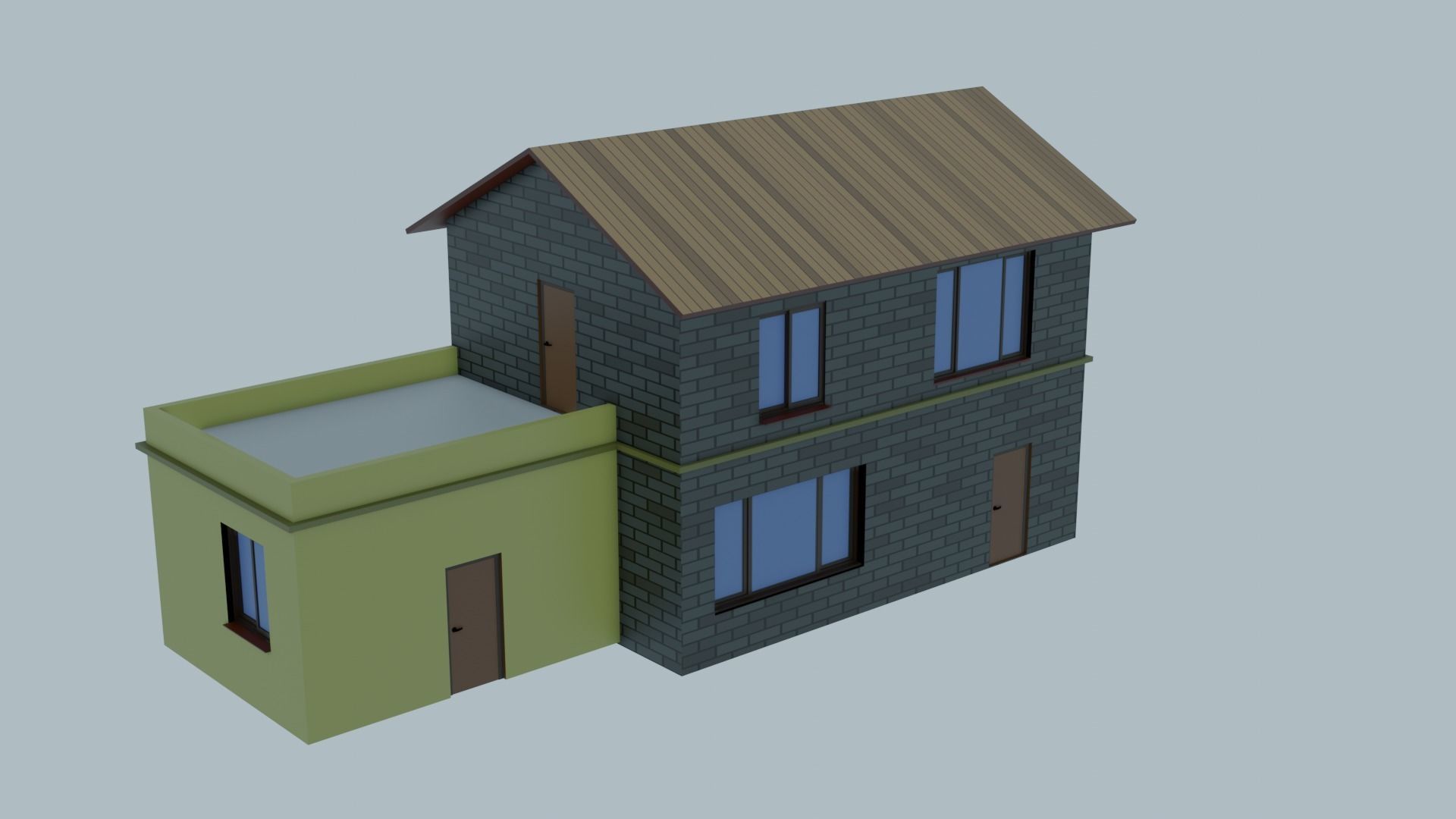 3d low poly house model Low-poly 3D model_1