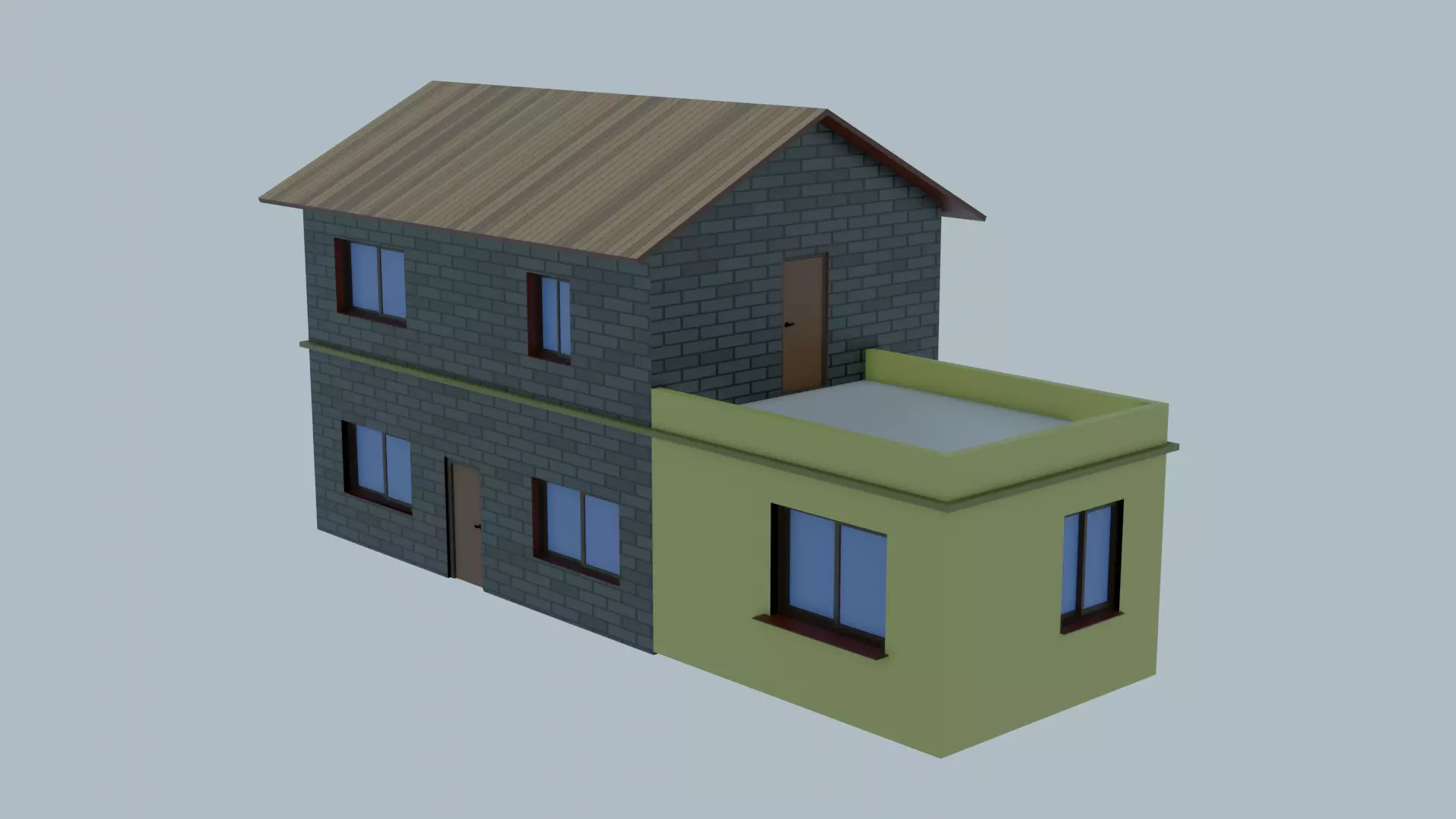3d low poly house model Low-poly 3D model_0