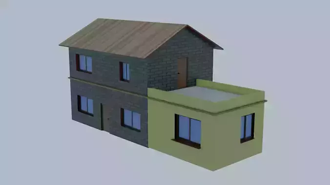 3d low poly house model