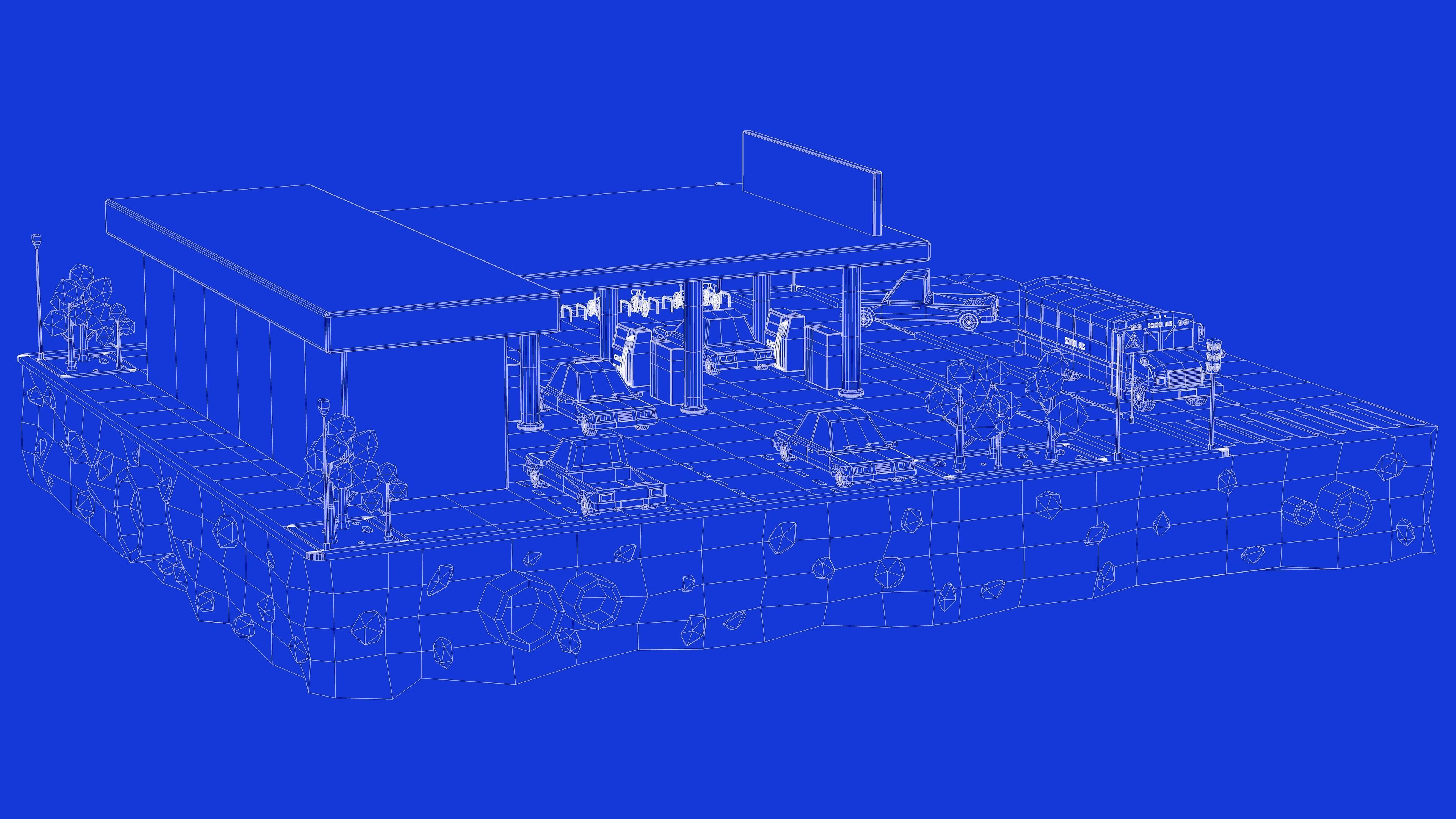 Gas Station Low Poly Low-poly 3D model_7