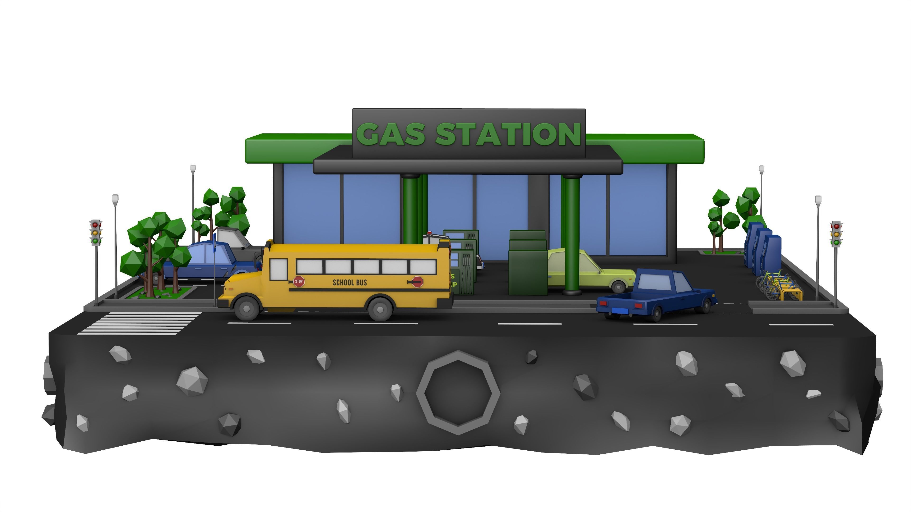 Gas Station Low Poly Low-poly 3D model_14