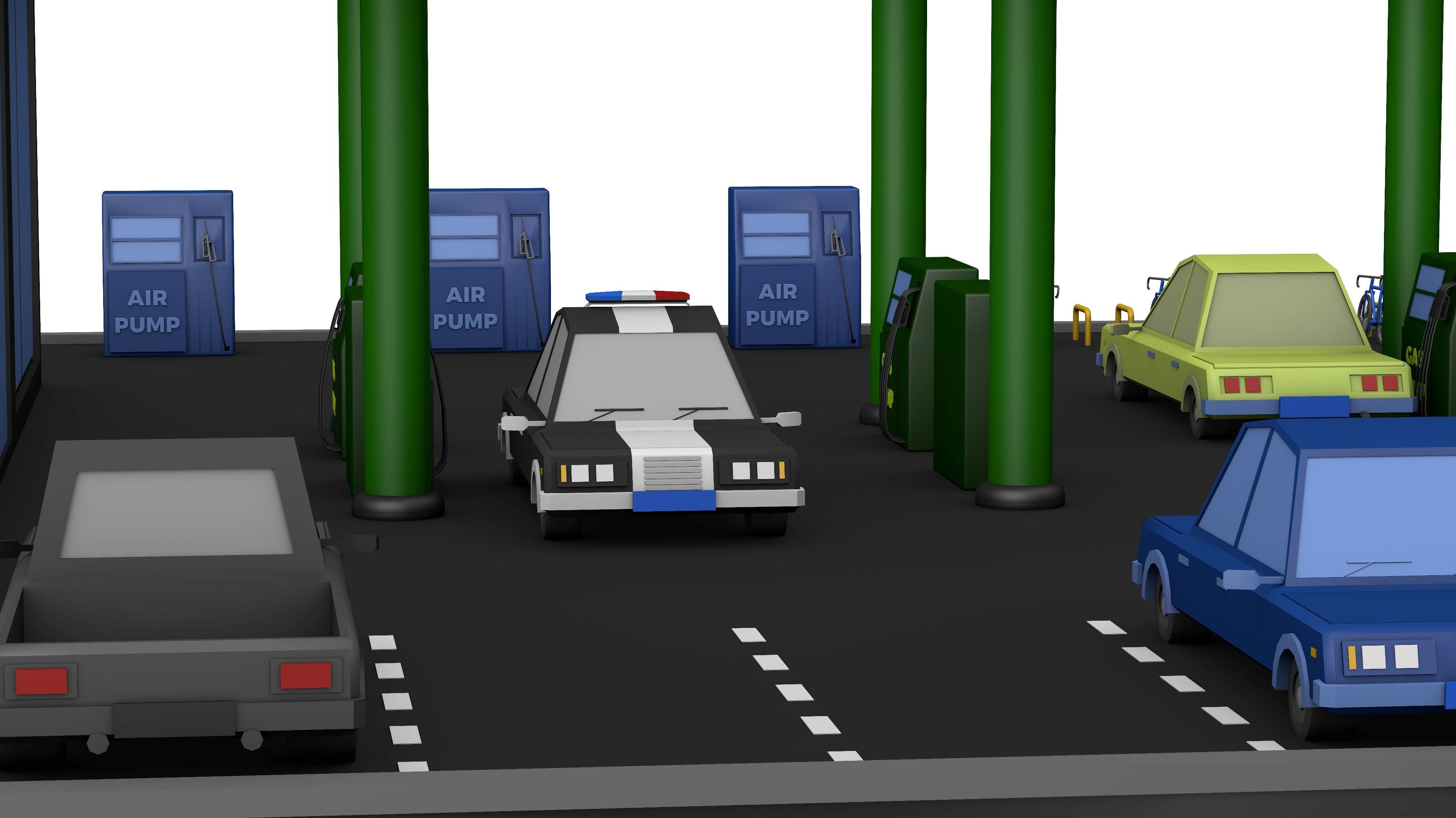 Gas Station Low Poly Low-poly 3D model_13