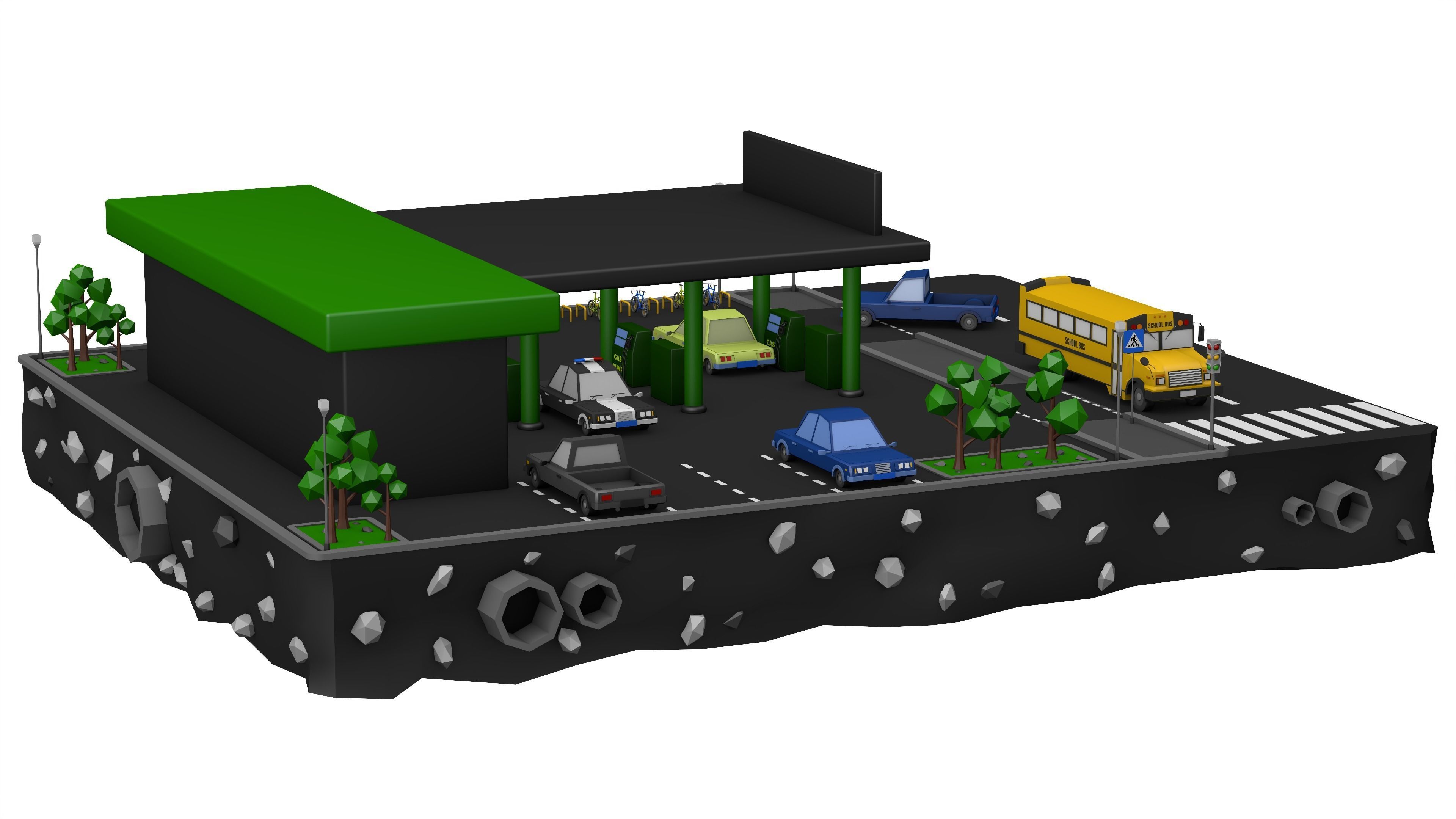 Gas Station Low Poly Low-poly 3D model_6