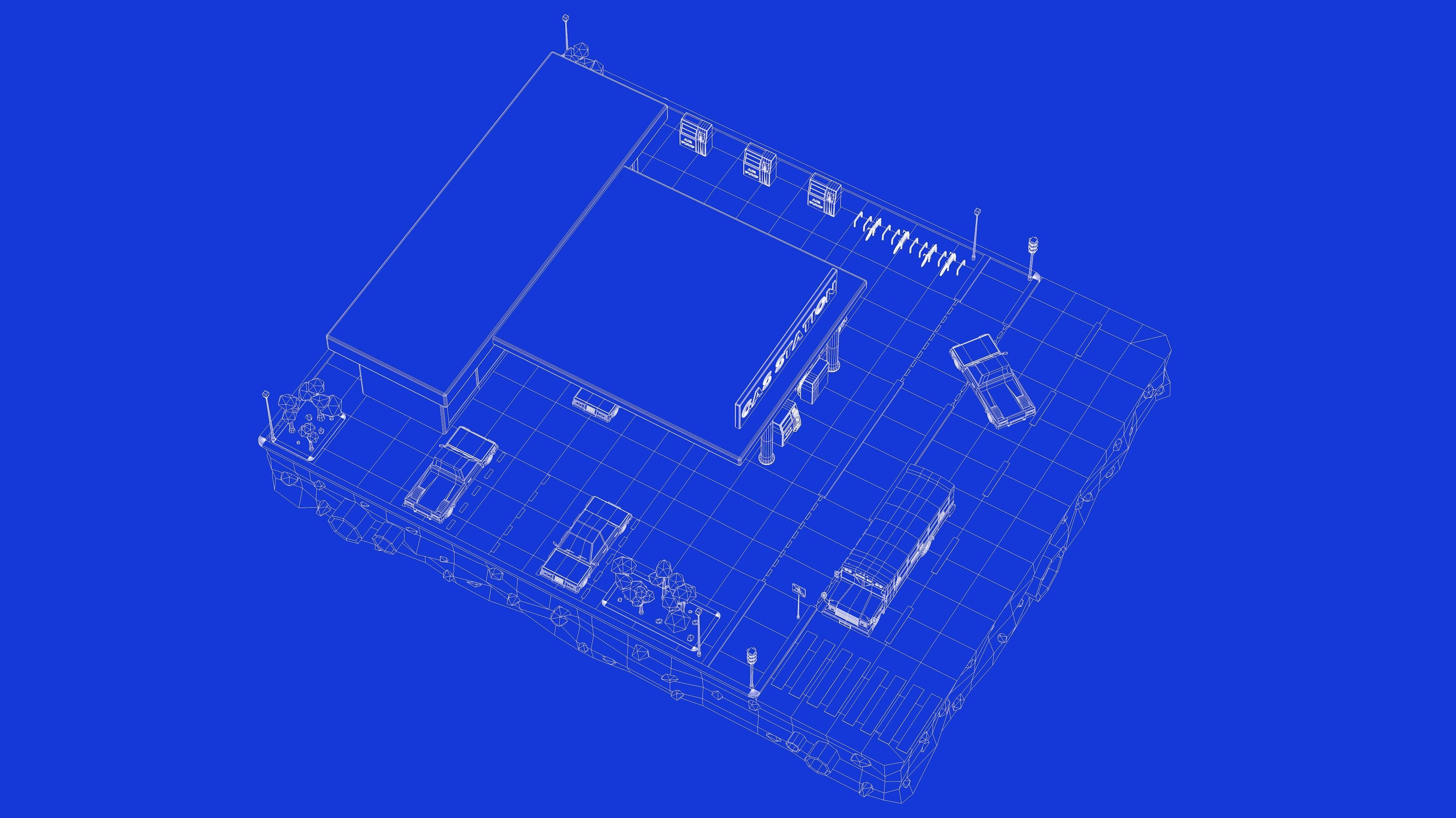 Gas Station Low Poly Low-poly 3D model_9
