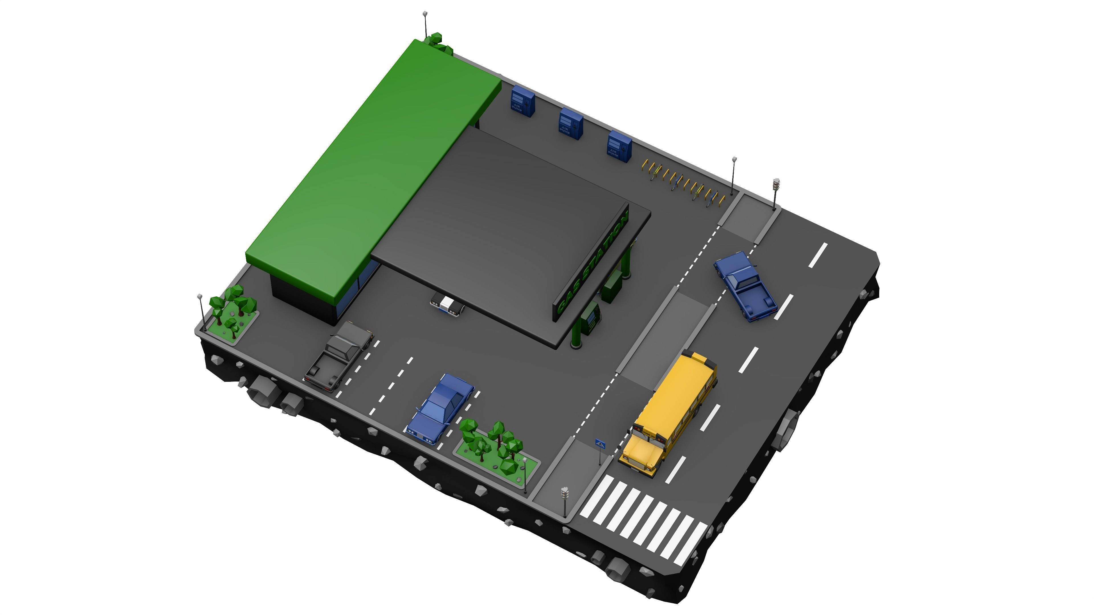 Gas Station Low Poly Low-poly 3D model_8