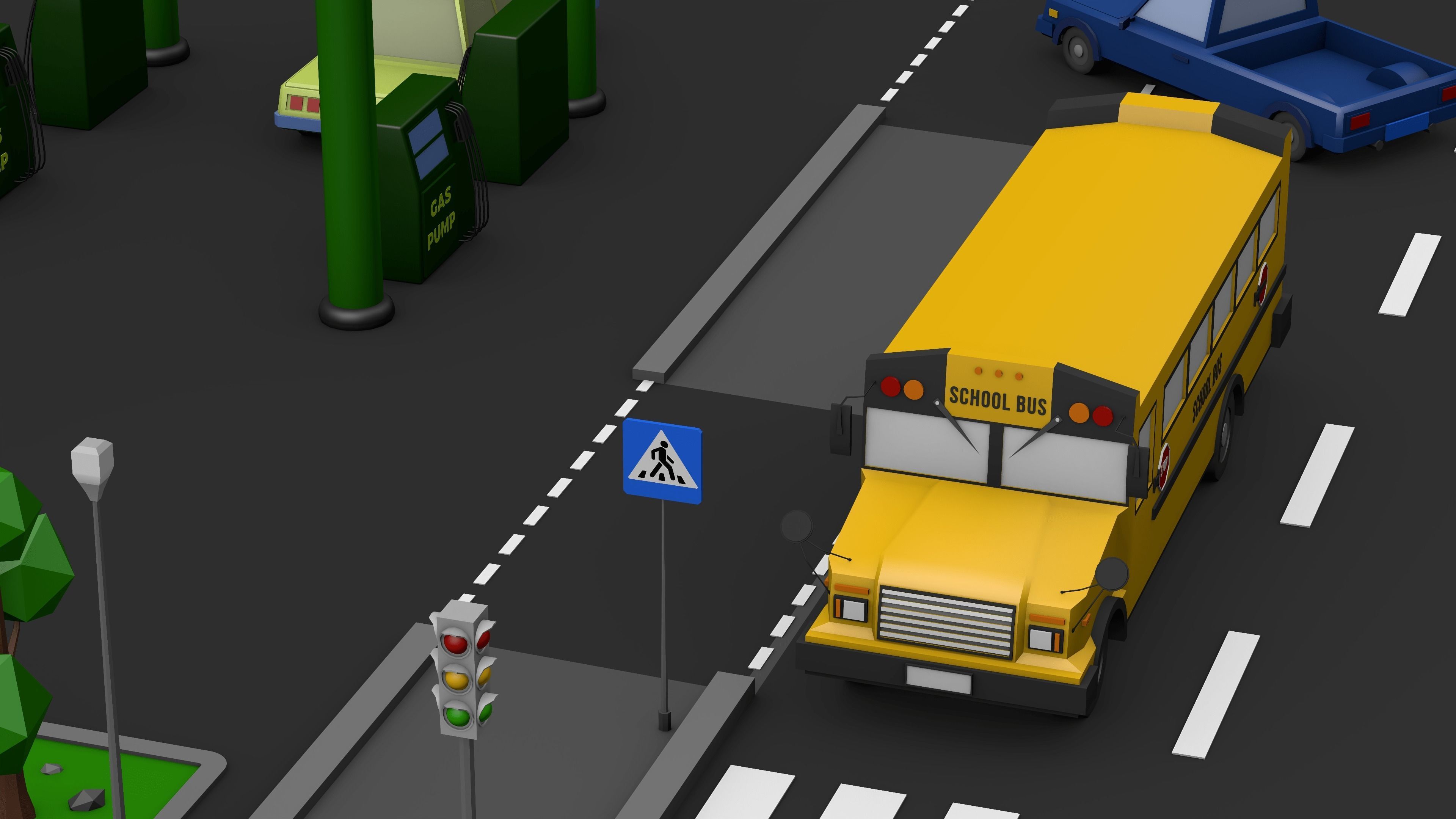 Gas Station Low Poly Low-poly 3D model_16