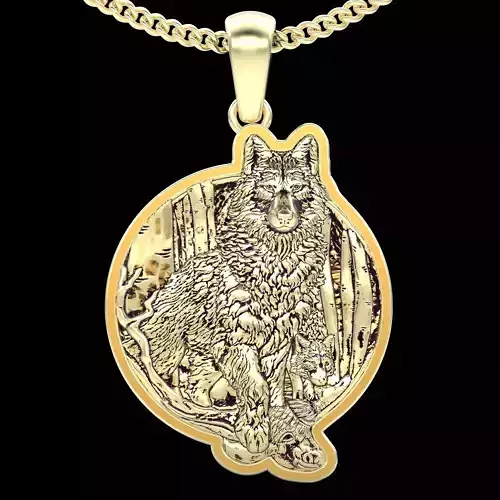 Wolf pendant silver gold  printable jewelry 3D model