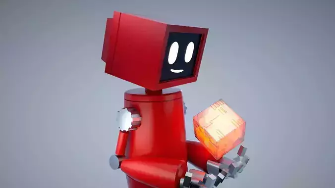 Cartoon Robot scifi machine android Core cube future power 3D model