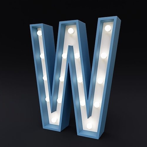 Marquee letter W led glow sign 3dmodel 3D model