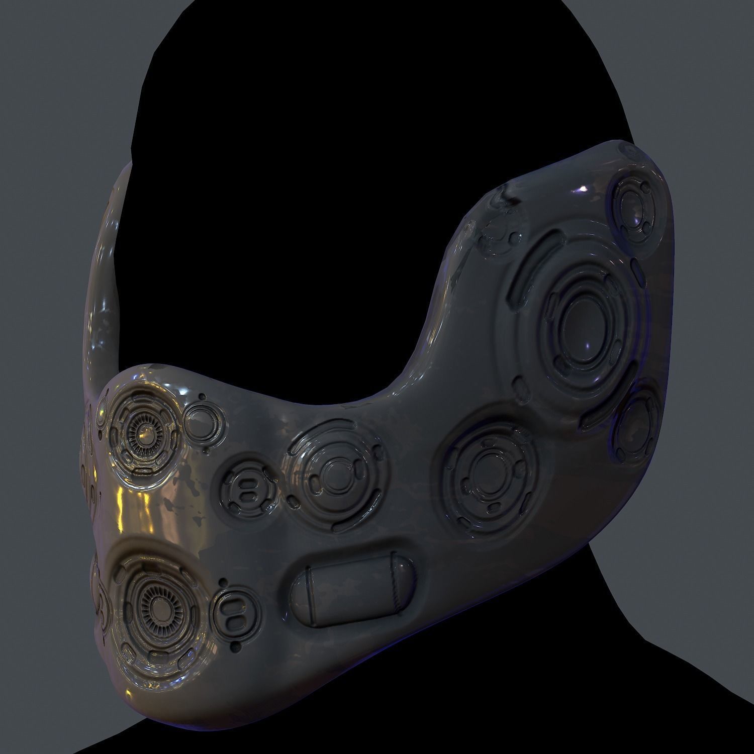 Gas mask helmet scifi Low-poly character art game space Low-poly 3D model_2