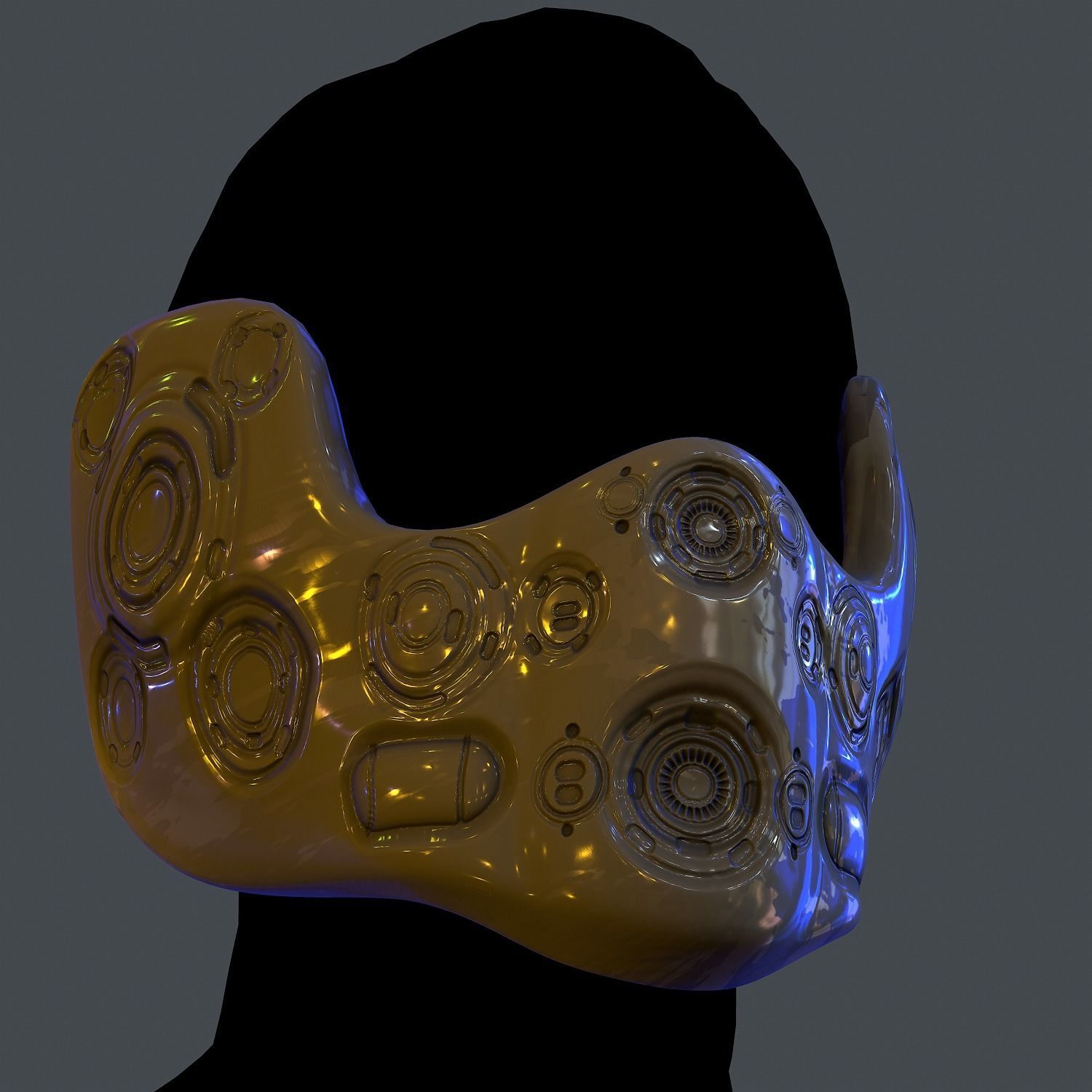 Gas mask helmet scifi Low-poly character art game space Low-poly 3D model_4