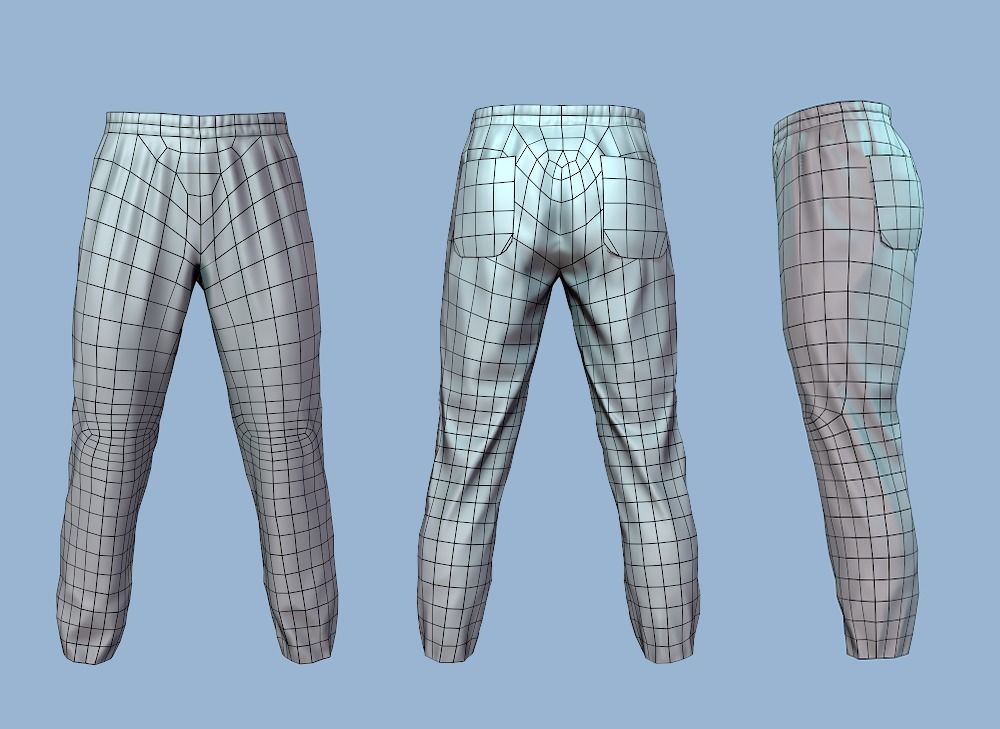 Sport pants Low-poly 3D model_10