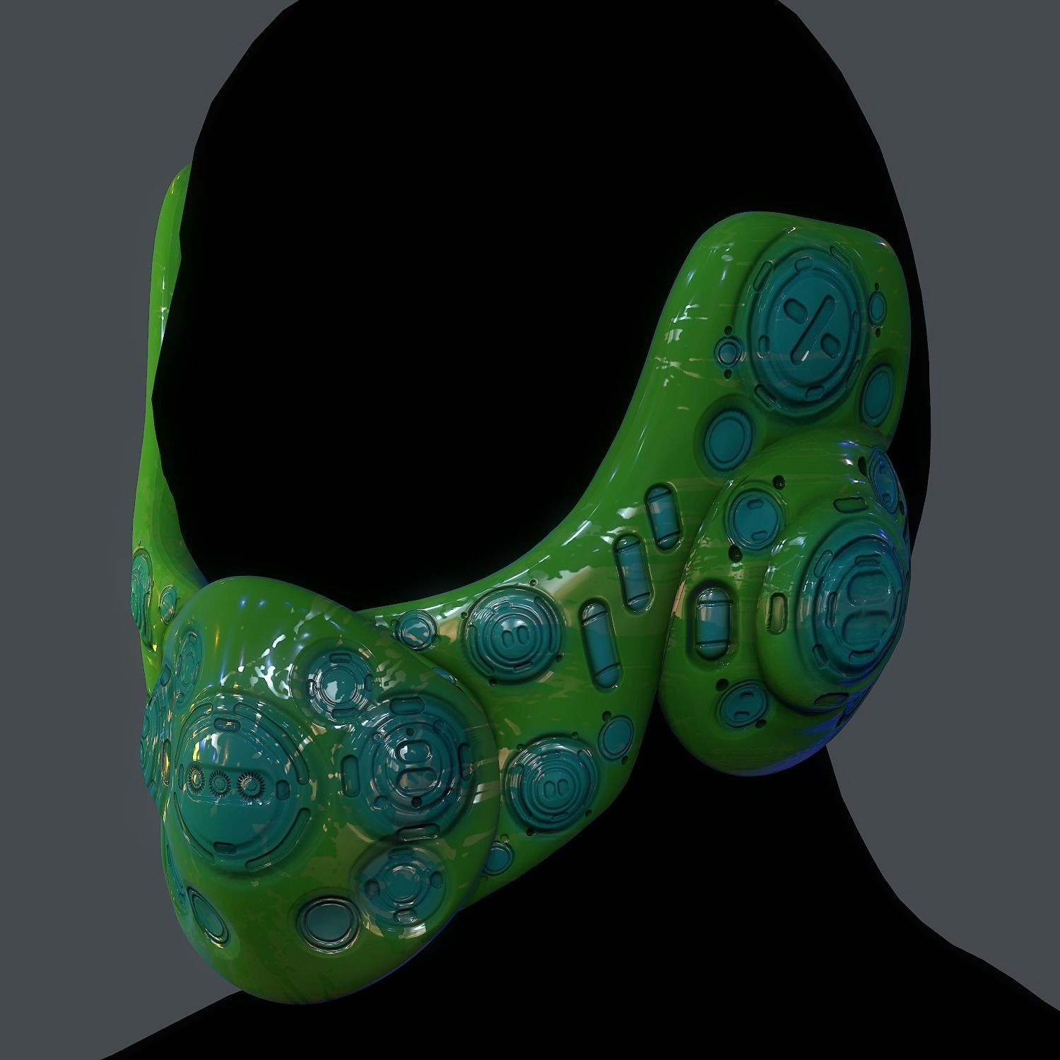 Gas mask helmet scifi  character game space Low-poly printable  Low-poly 3D model_6