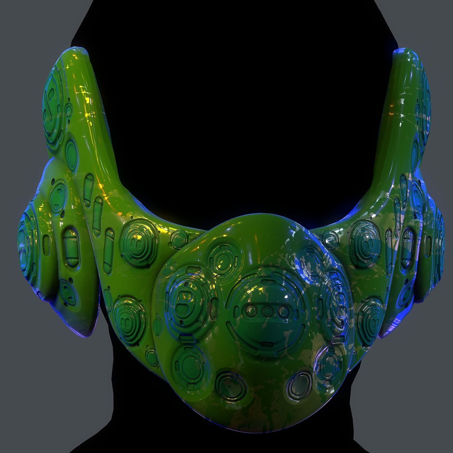 Gas mask helmet scifi  character game space Low-poly printable  Low-poly 3D model_7