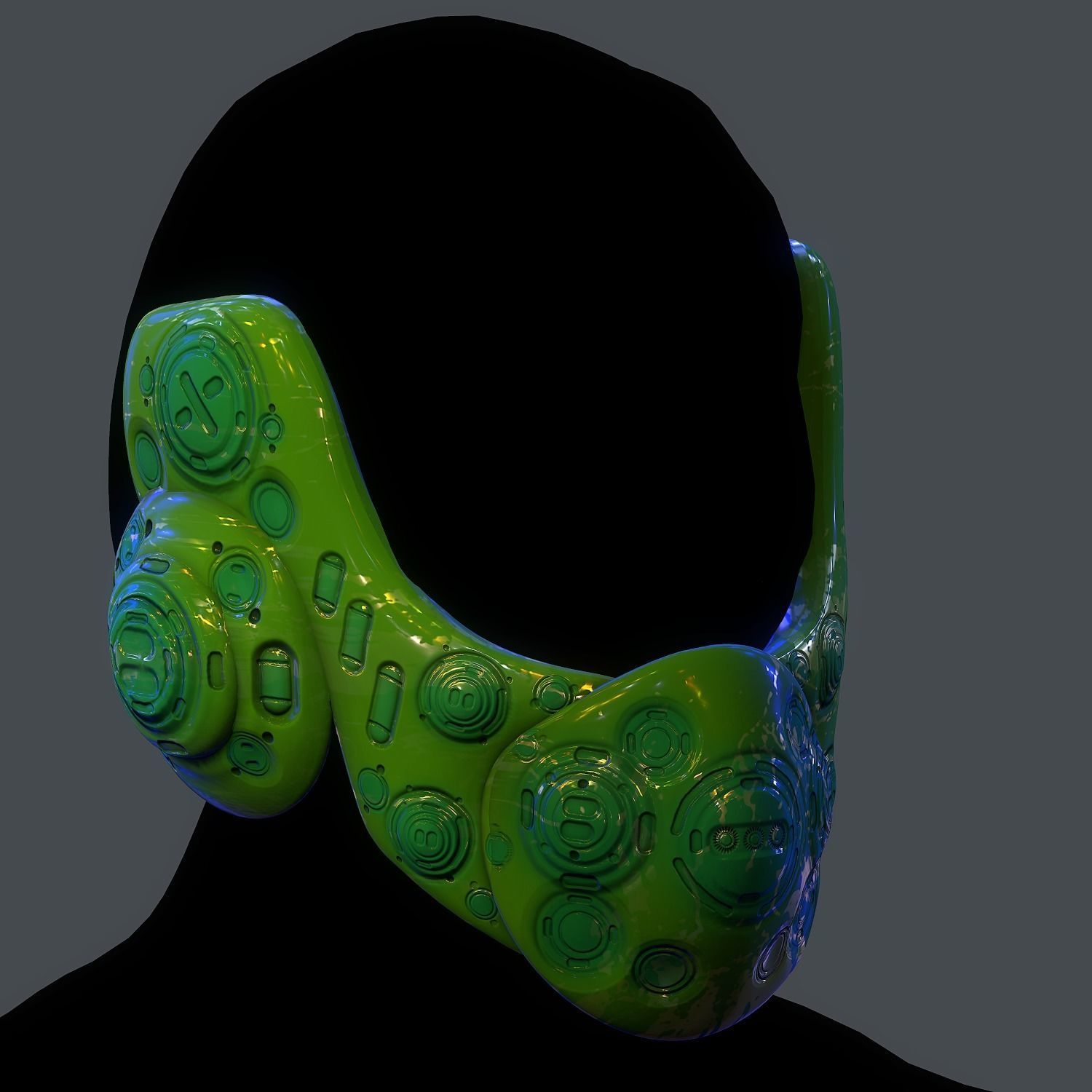 Gas mask helmet scifi  character game space Low-poly printable  Low-poly 3D model_4