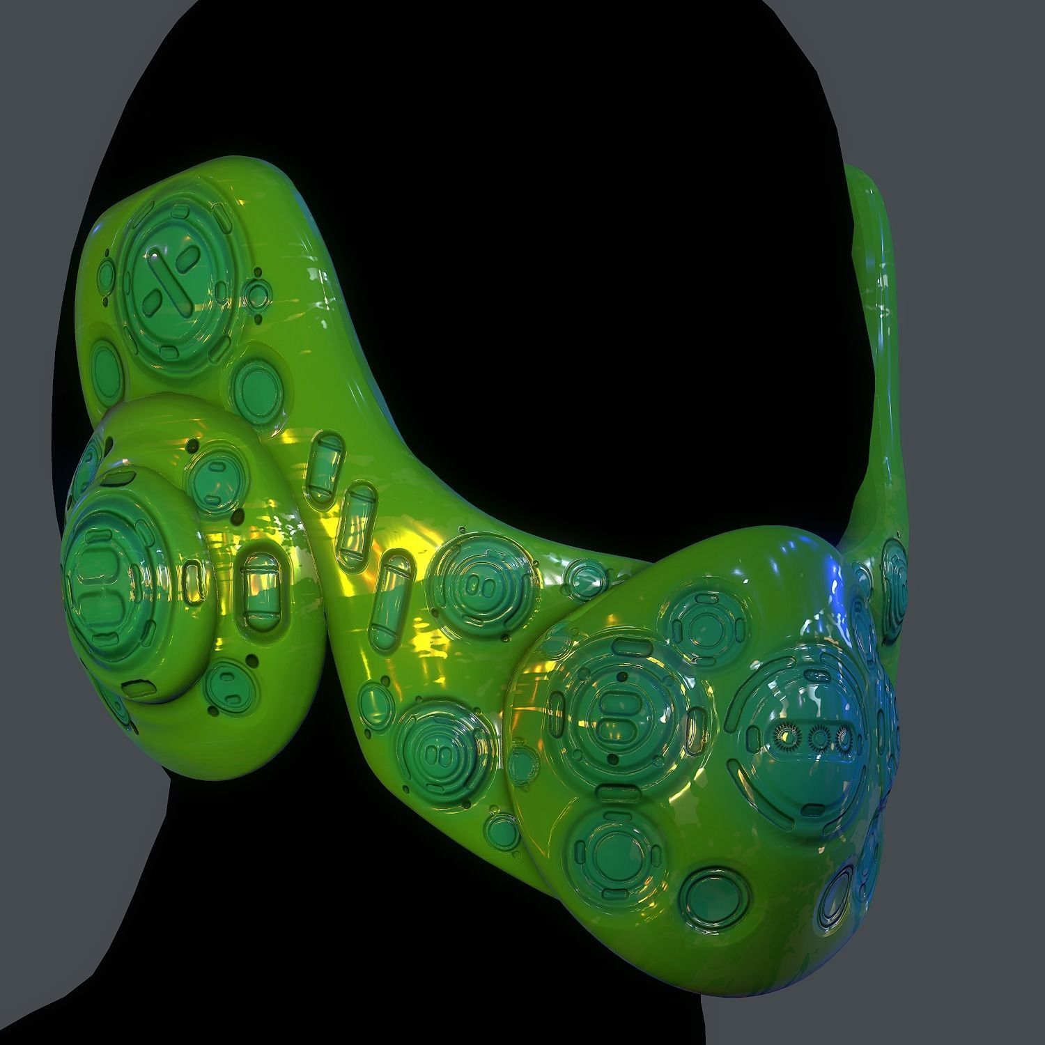 Gas mask helmet scifi  character game space Low-poly printable  Low-poly 3D model_1