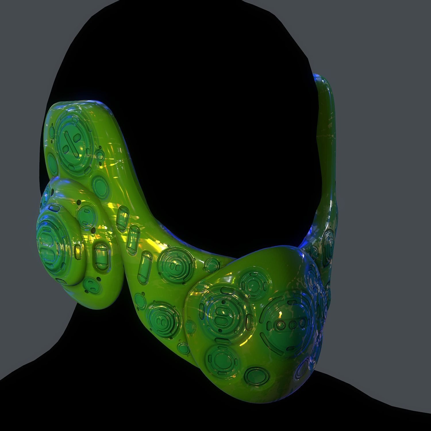 Gas mask helmet scifi  character game space Low-poly printable  Low-poly 3D model_2