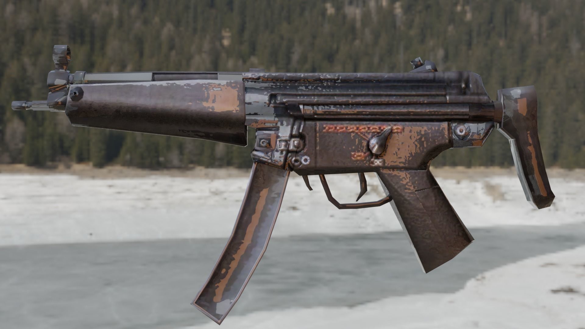 MP5 3D MODEL gun Low-poly 3D model_1