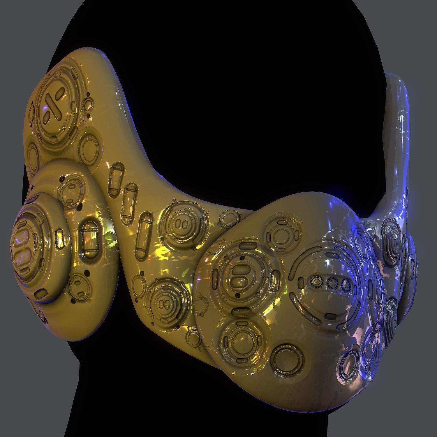 Gas mask helmet scifi Low-poly character  game space printable Low-poly 3D model_7