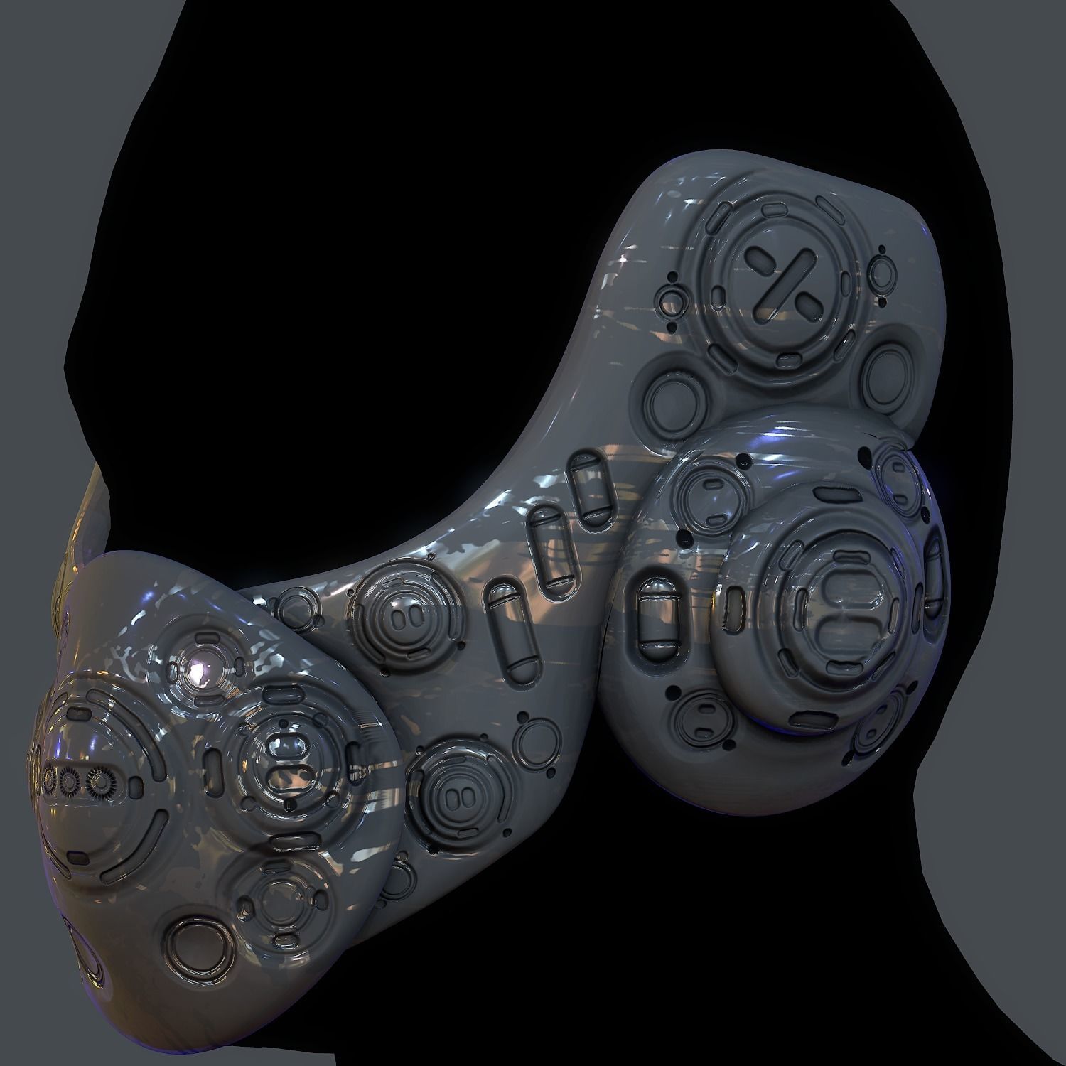 Gas mask helmet scifi Low-poly character  game space printable Low-poly 3D model_6