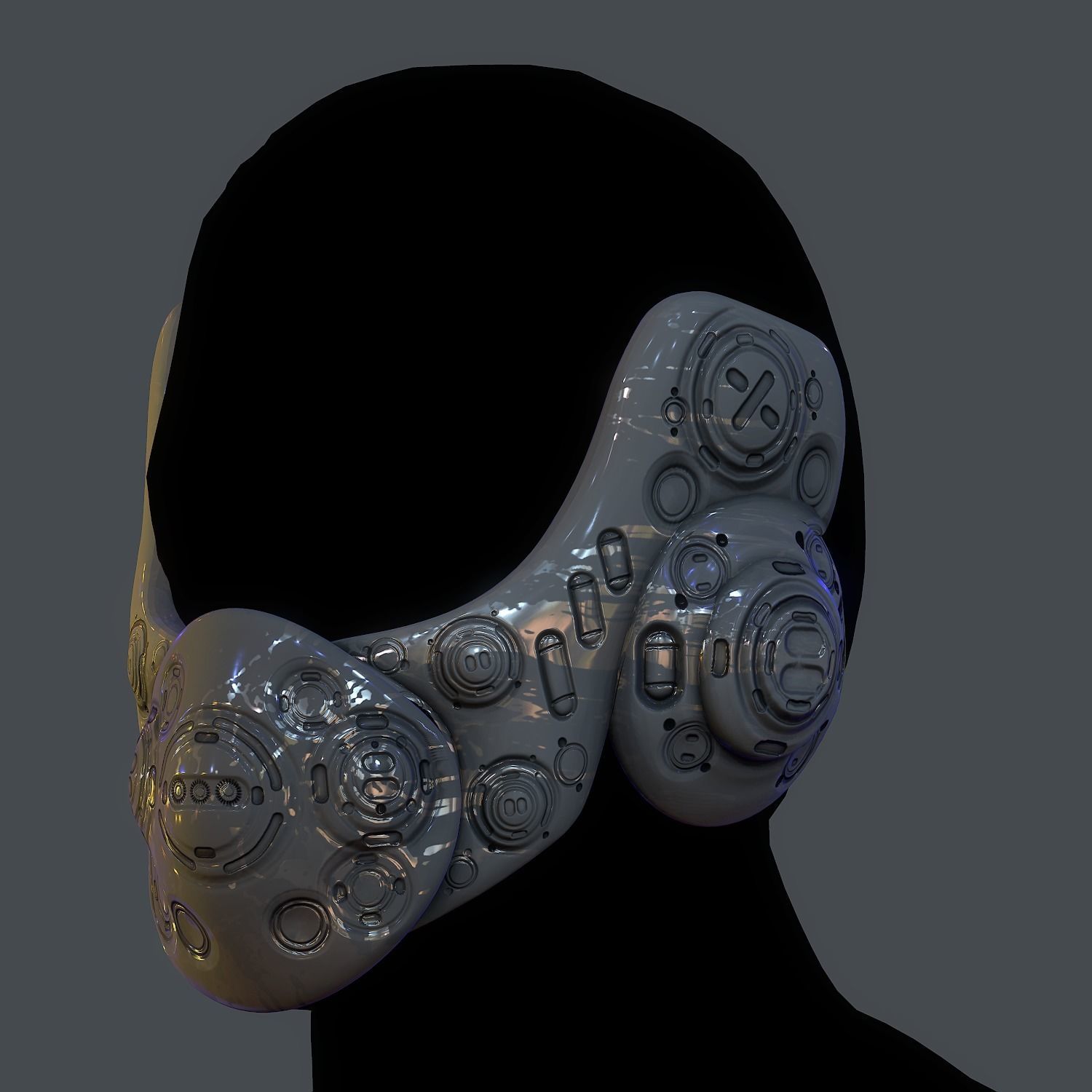 Gas mask helmet scifi Low-poly character  game space printable Low-poly 3D model_12