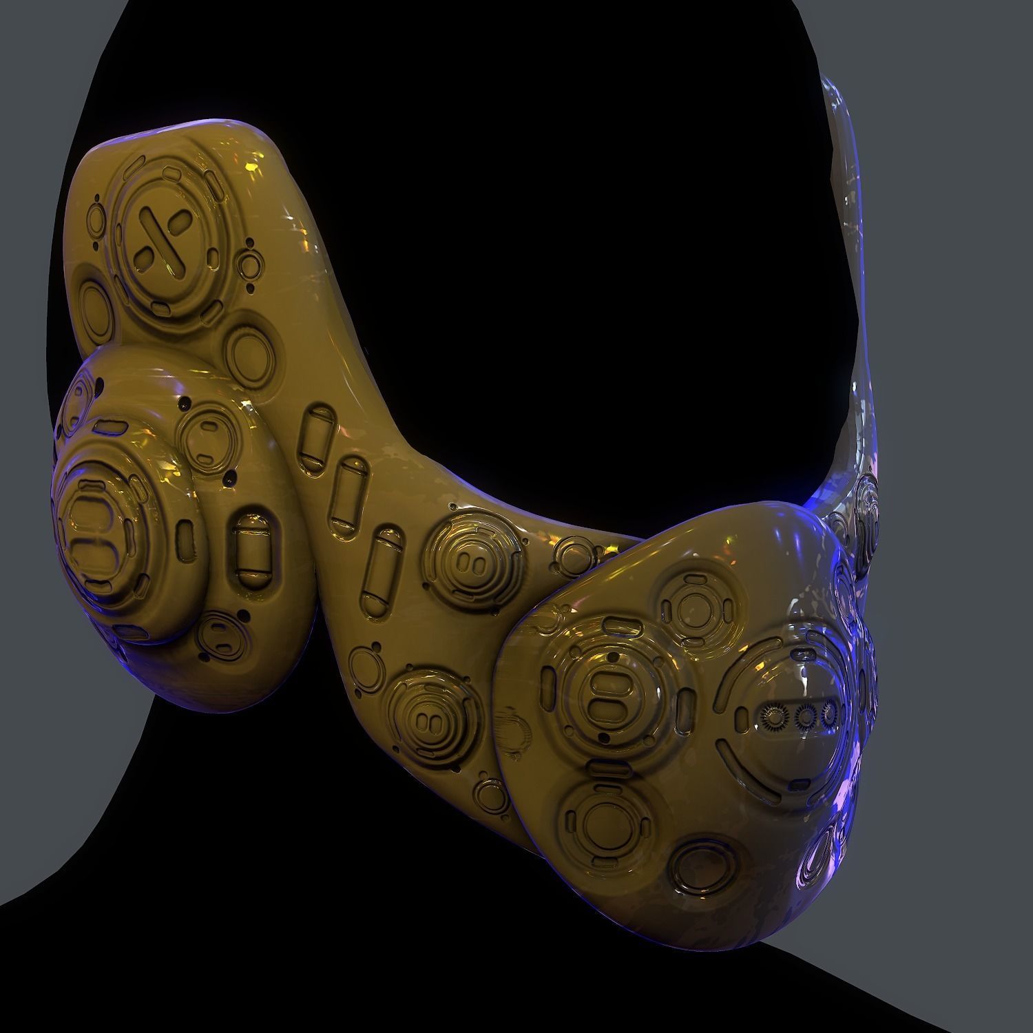 Gas mask helmet scifi Low-poly character  game space printable Low-poly 3D model_9