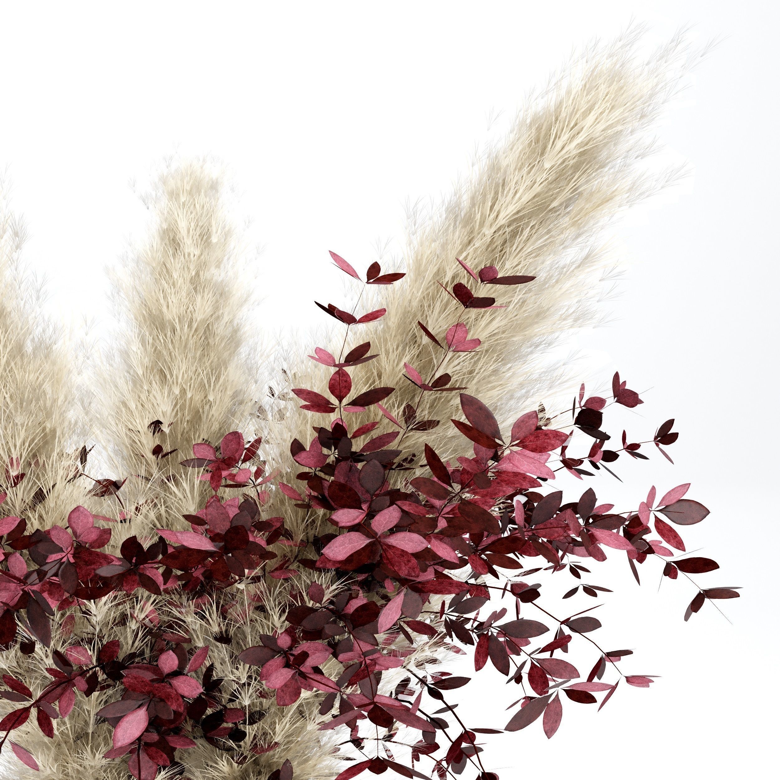  Bouquet03 Dry pampas and Red leafs 3D model_2