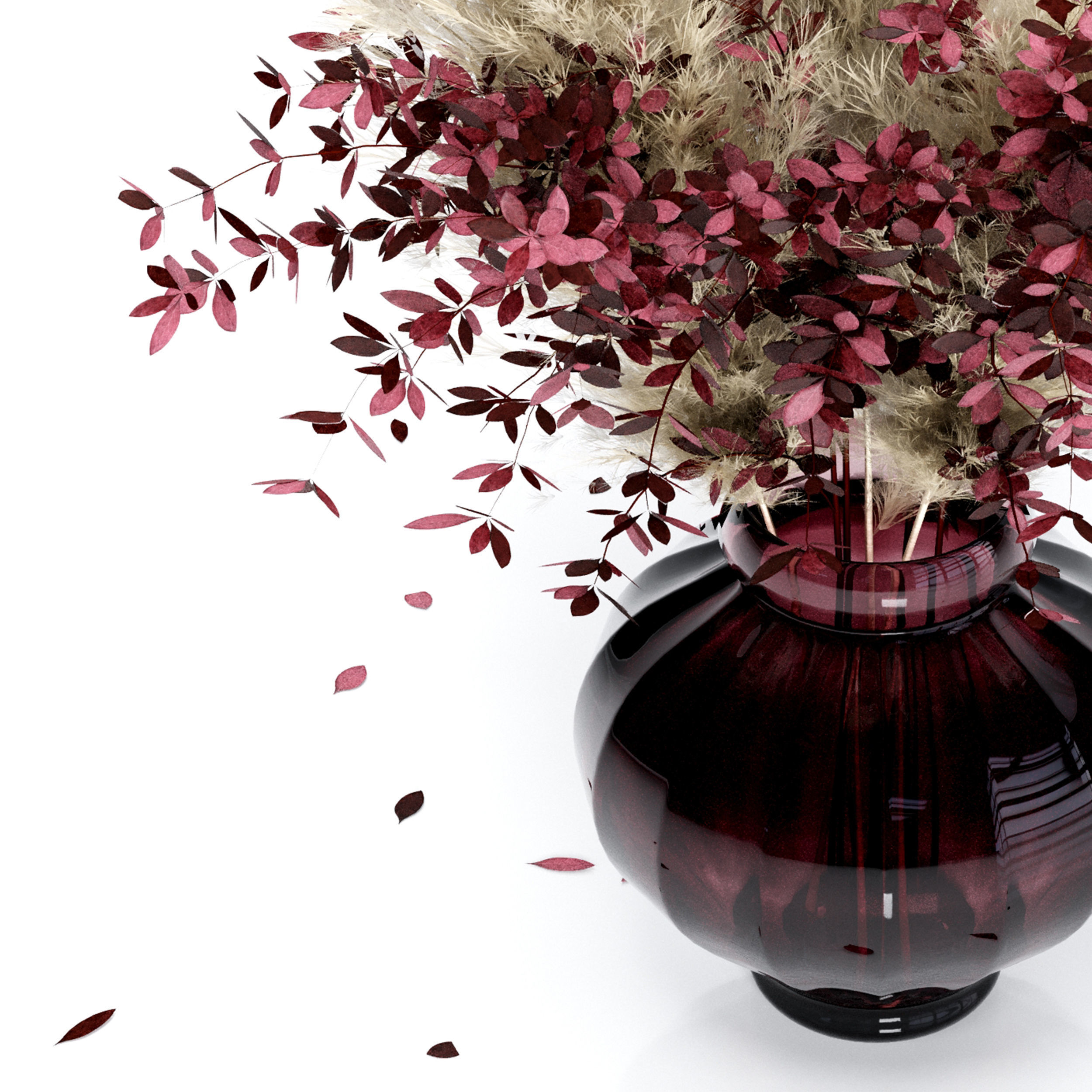  Bouquet03 Dry pampas and Red leafs 3D model_4