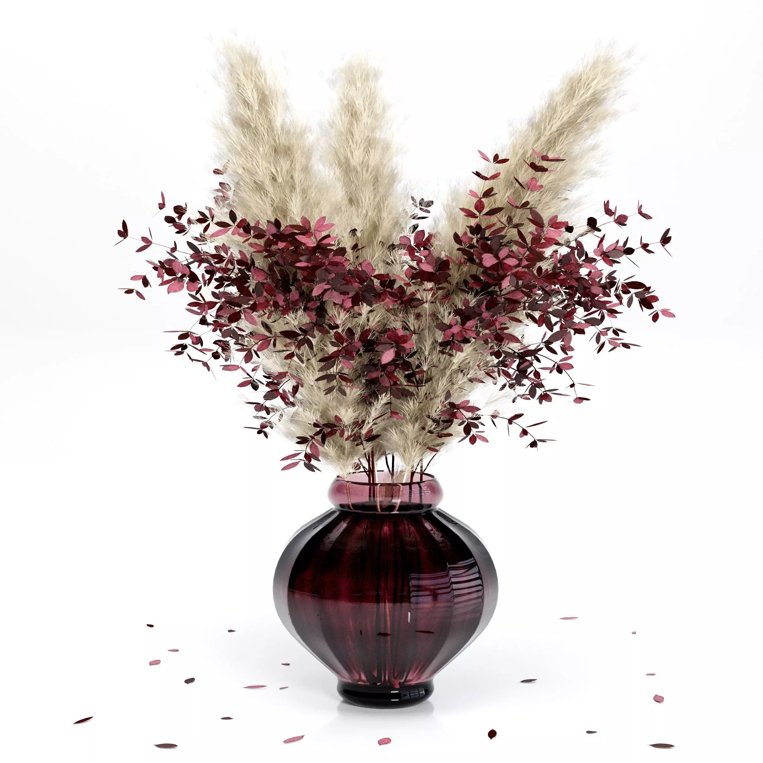  Bouquet03 Dry pampas and Red leafs 3D model_0