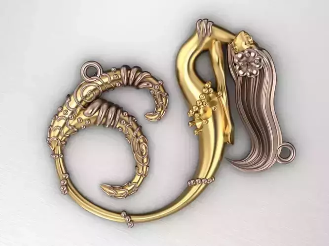 Charming mermaid pendant 3D print model