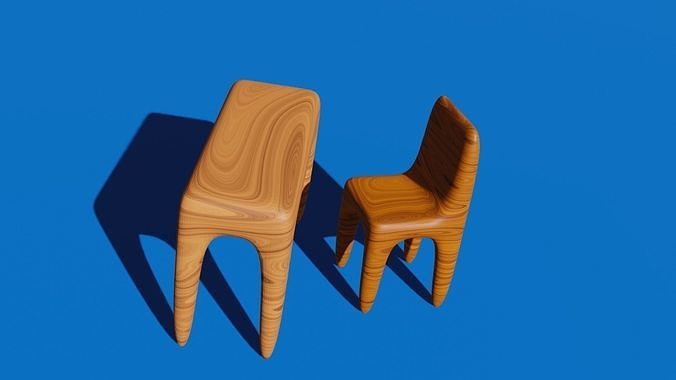 chair and table Low-poly 3D model
