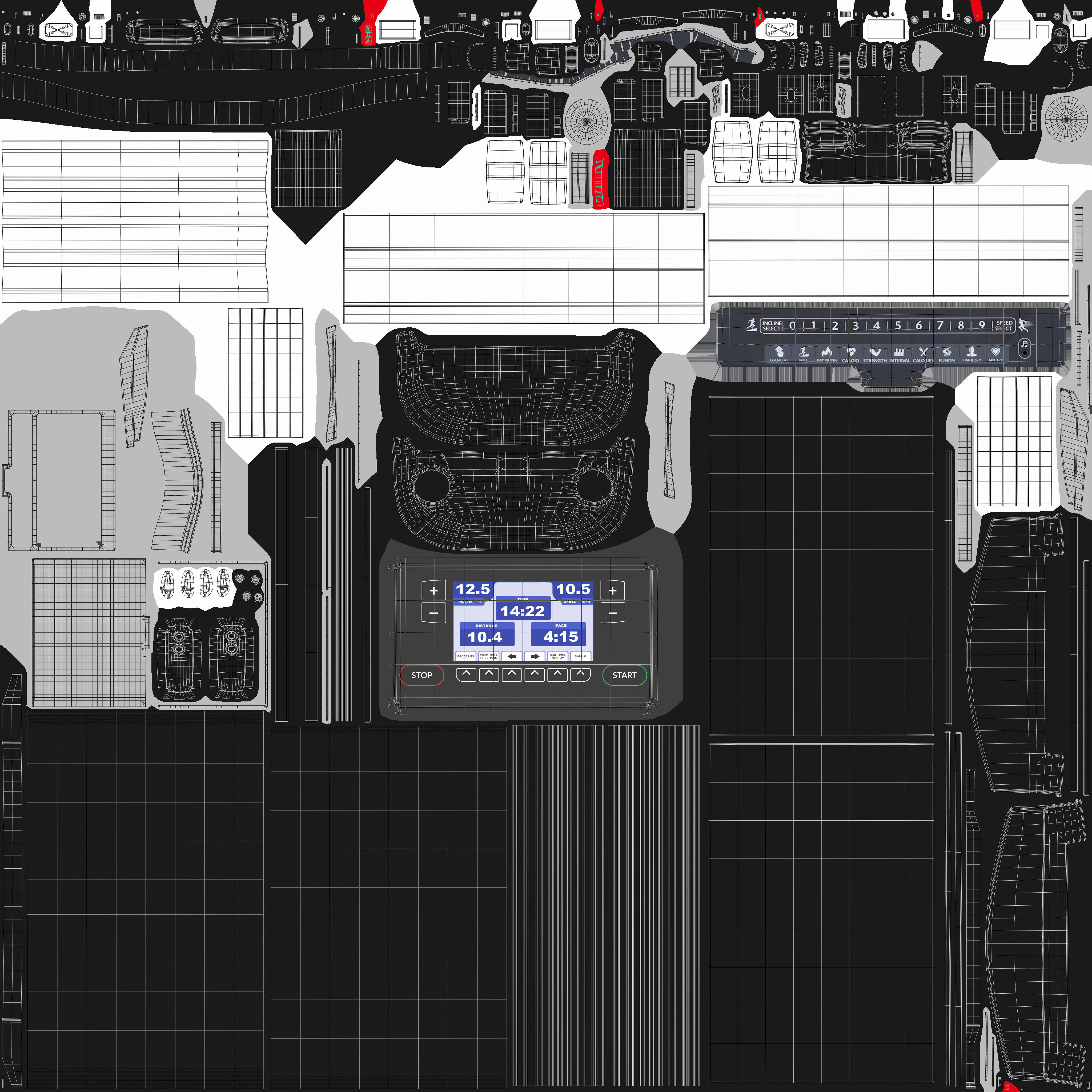 Running Treadmill 3d Model VR Low-poly 3D model_14