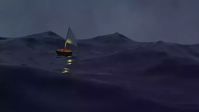 The appearance of the big waves in the ocean and the storm 