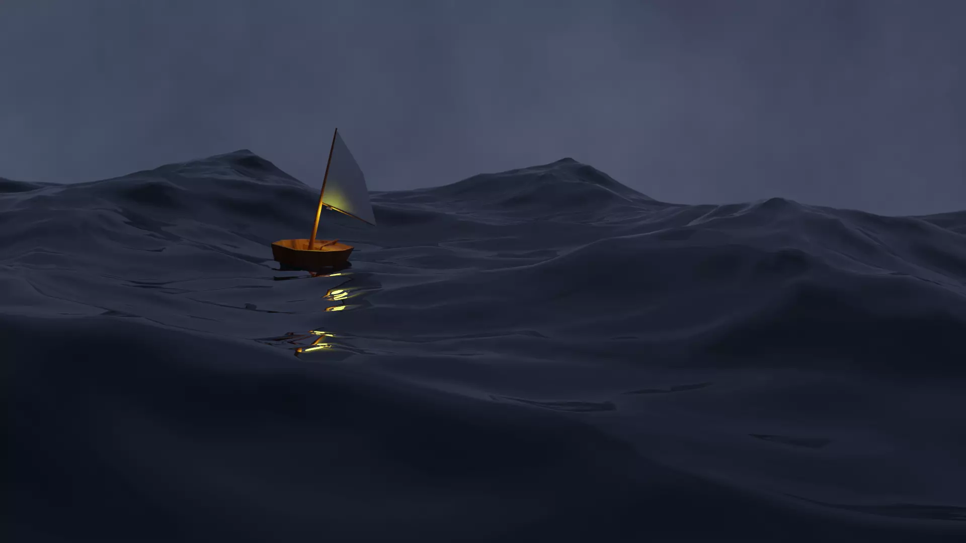 The appearance of the big waves in the ocean and the storm Free 3D model