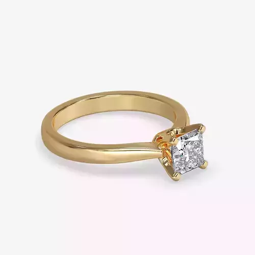 CJ-0050 gold engagement ring with princess cut diamond