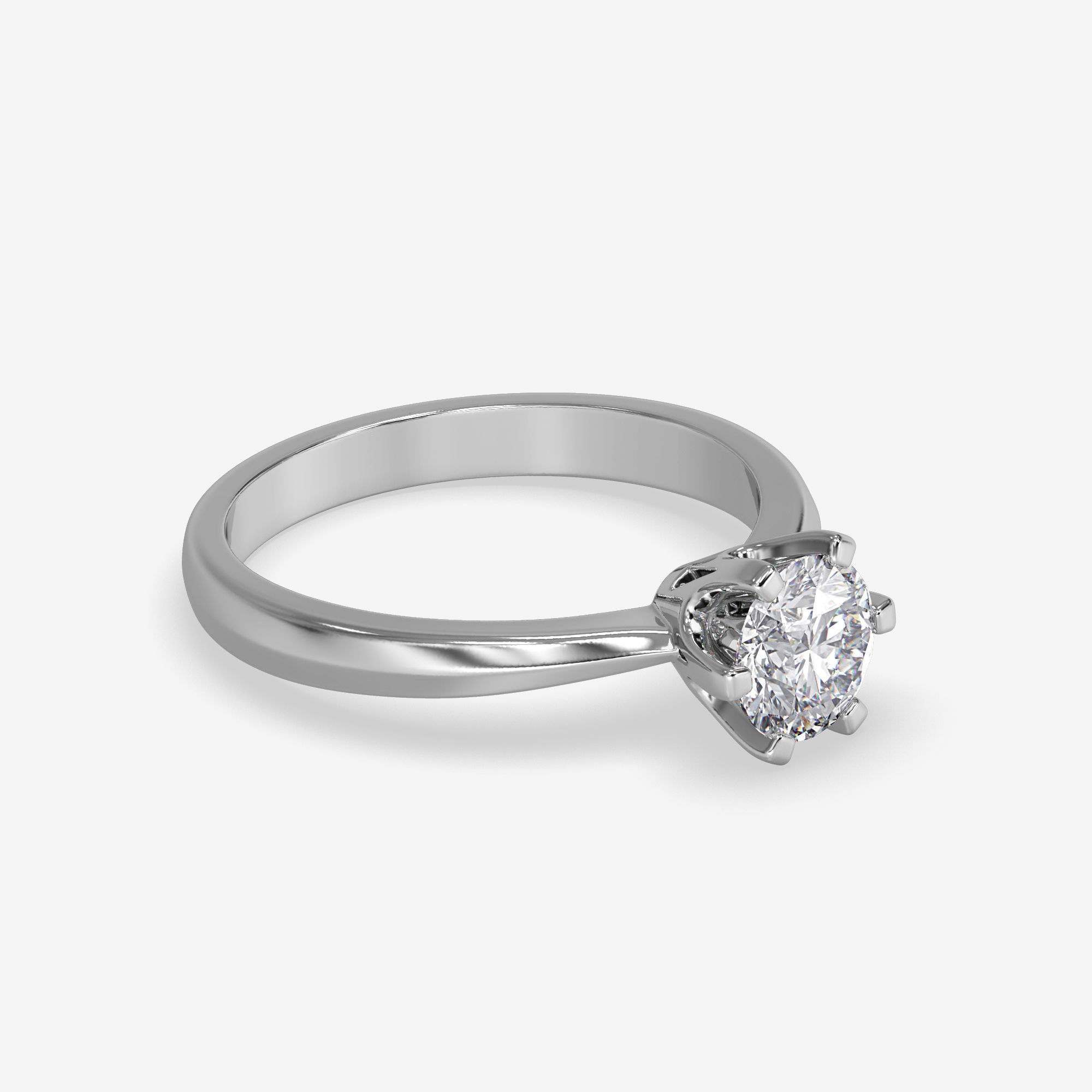 CJ-0049 solitaire diamond engagement ring gold 3D print model_2
