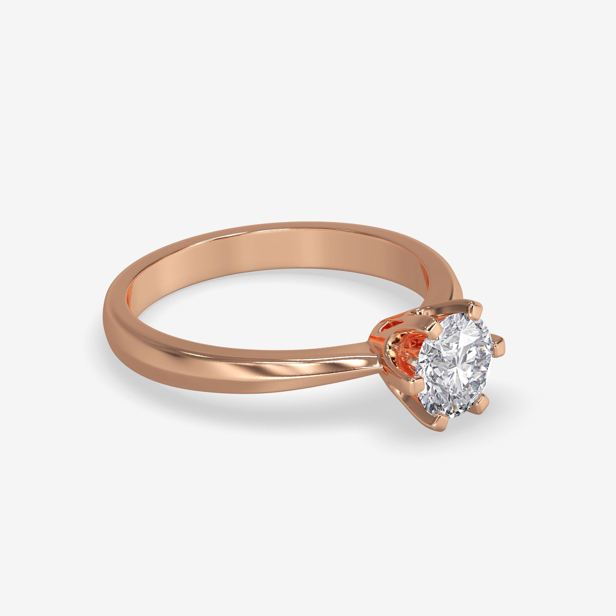 CJ-0049 solitaire diamond engagement ring gold 3D print model_1