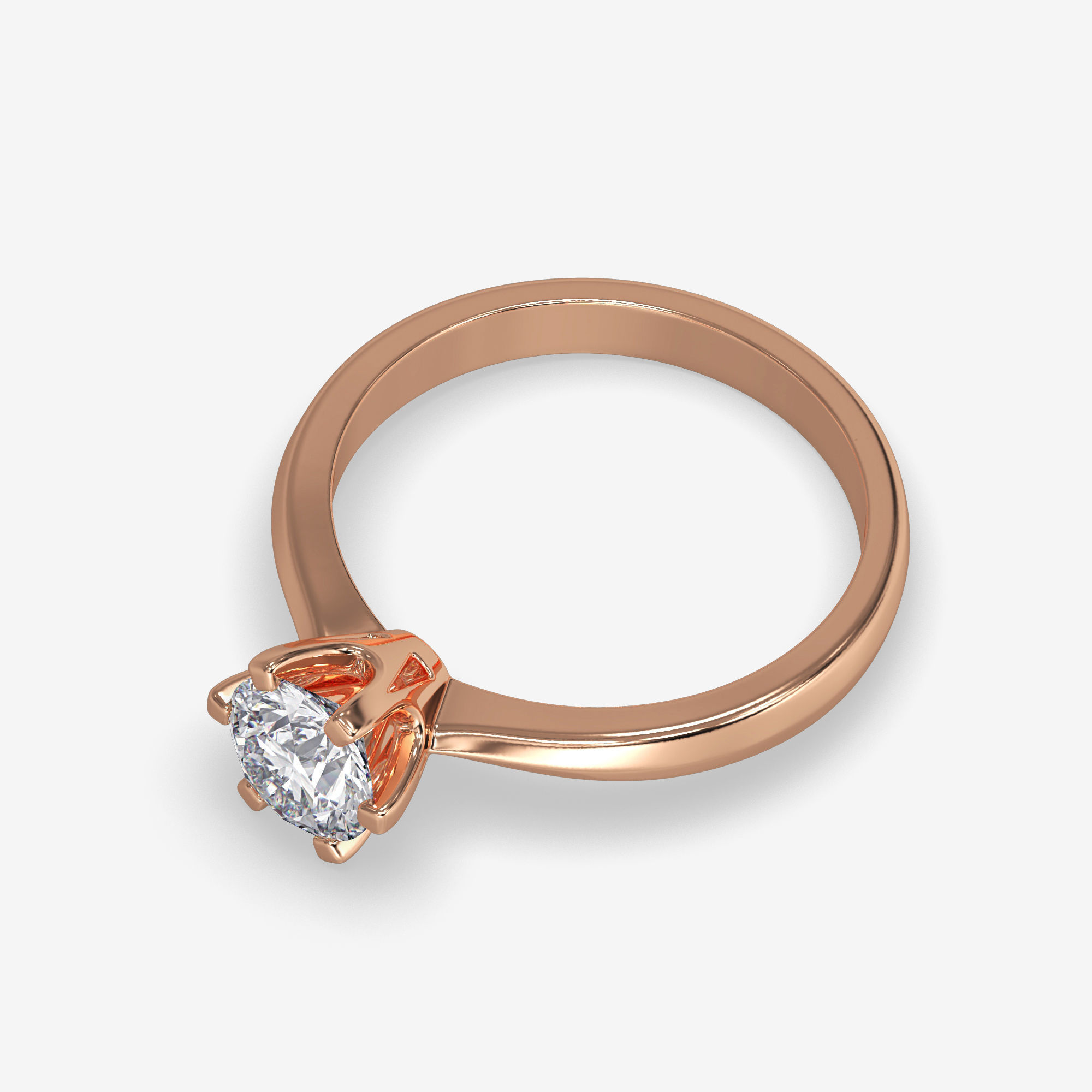 CJ-0049 solitaire diamond engagement ring gold 3D print model_5