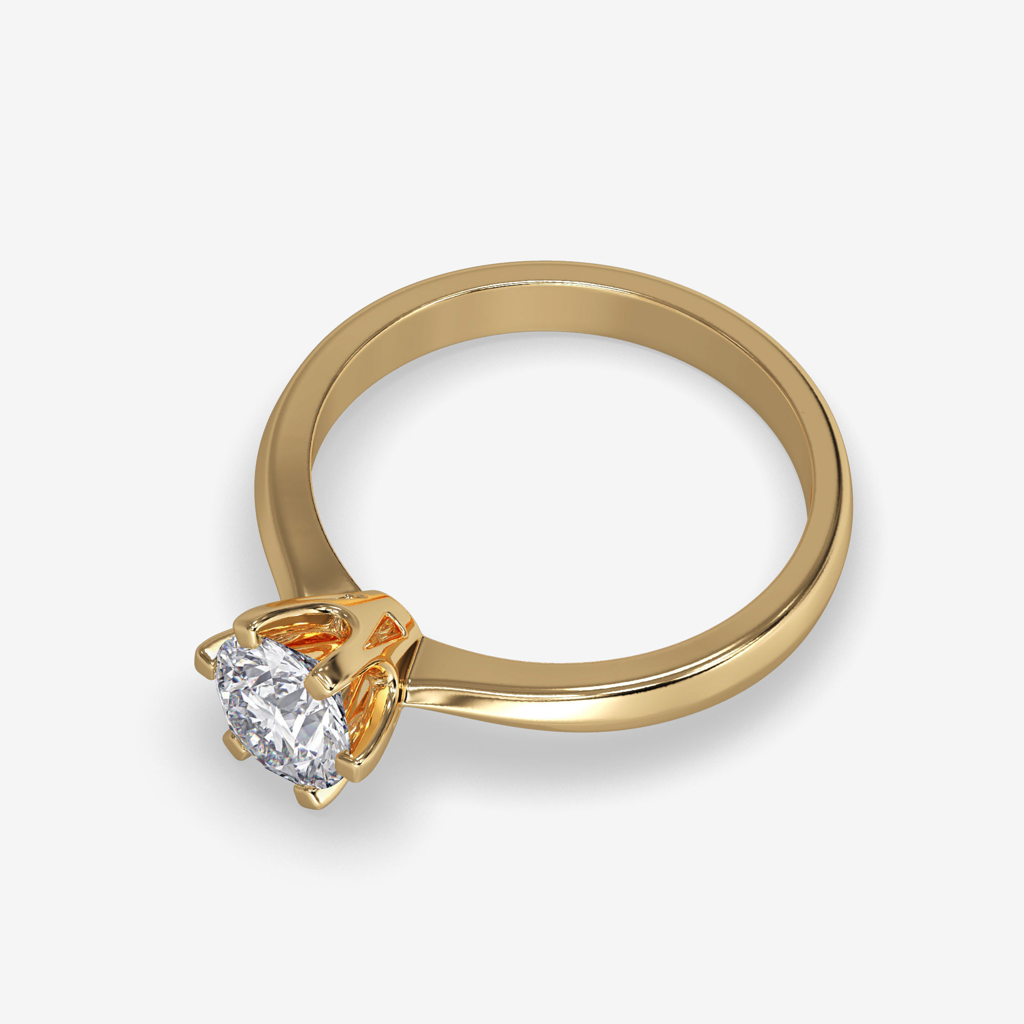 CJ-0049 solitaire diamond engagement ring gold 3D print model_11