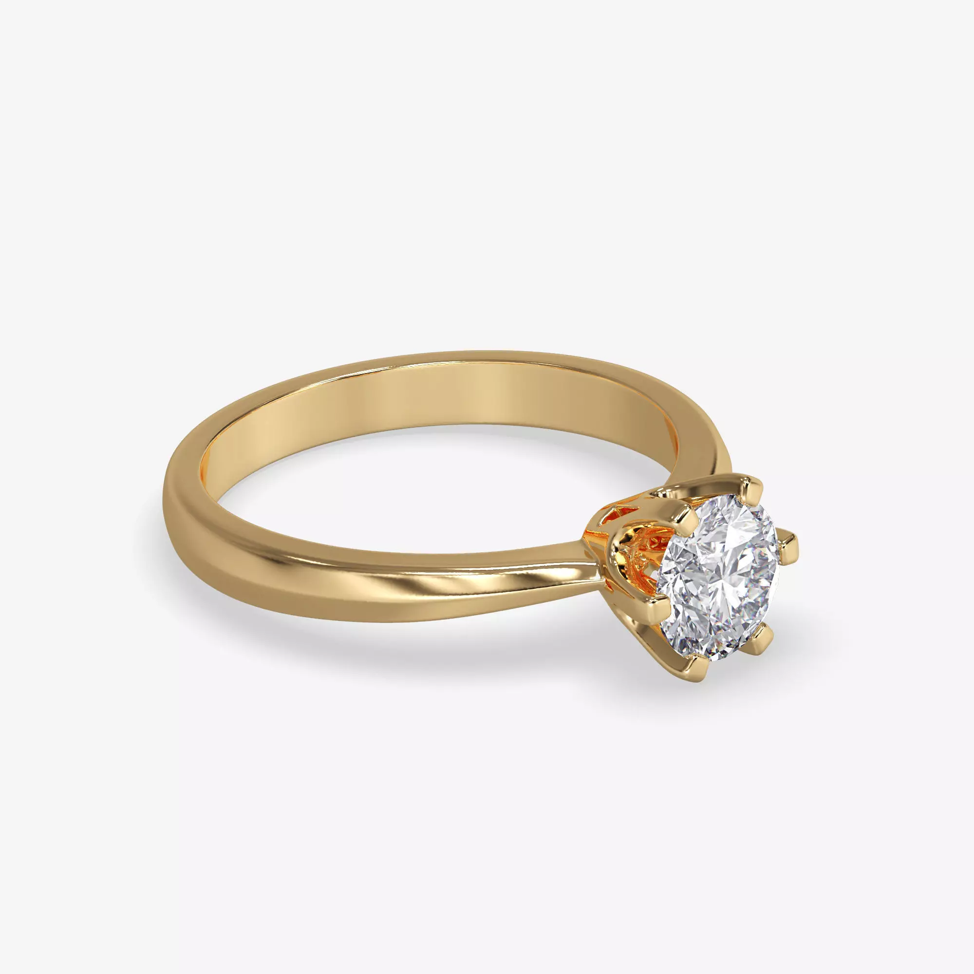 CJ-0049 solitaire diamond engagement ring gold 3D print model_0