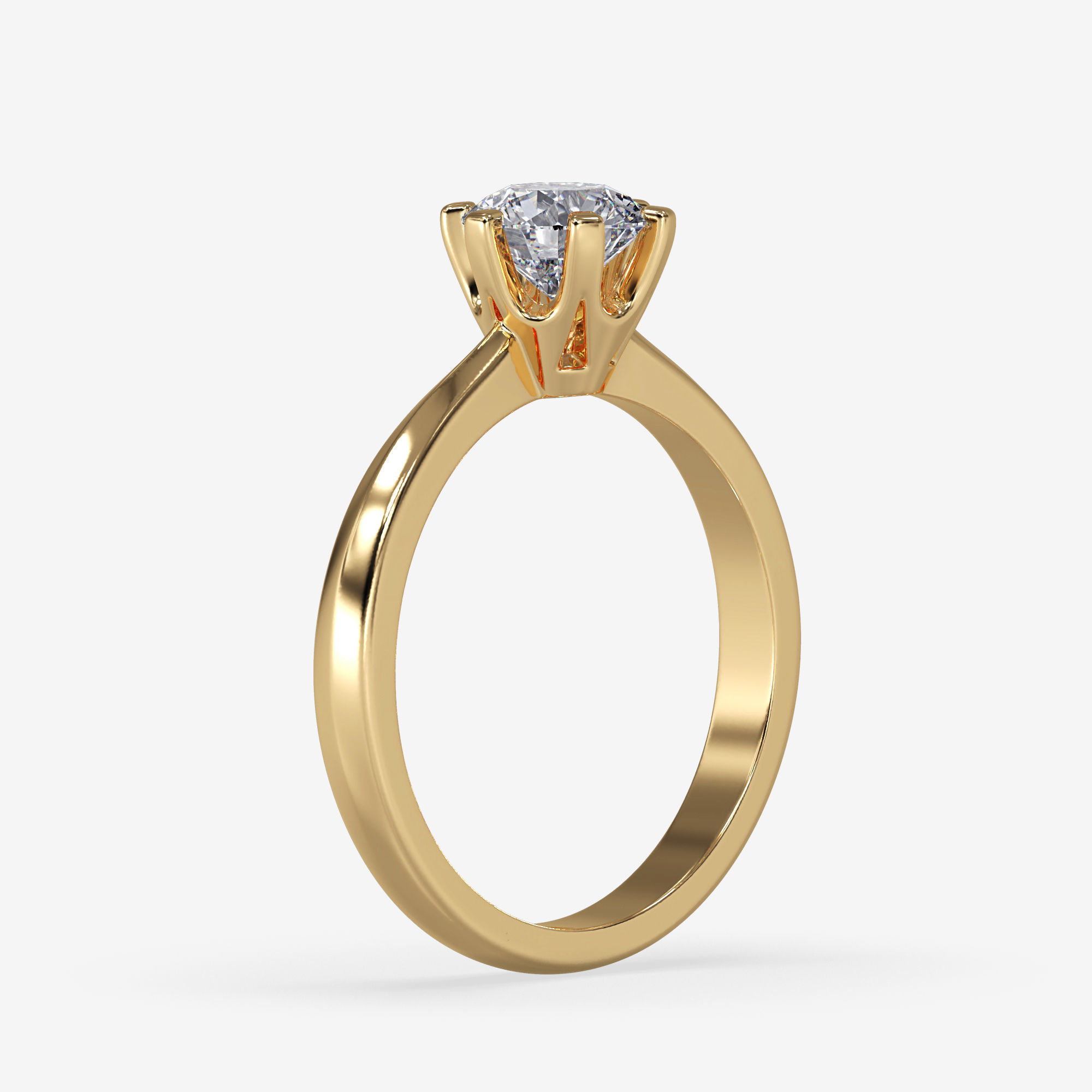 CJ-0049 solitaire diamond engagement ring gold 3D print model_12