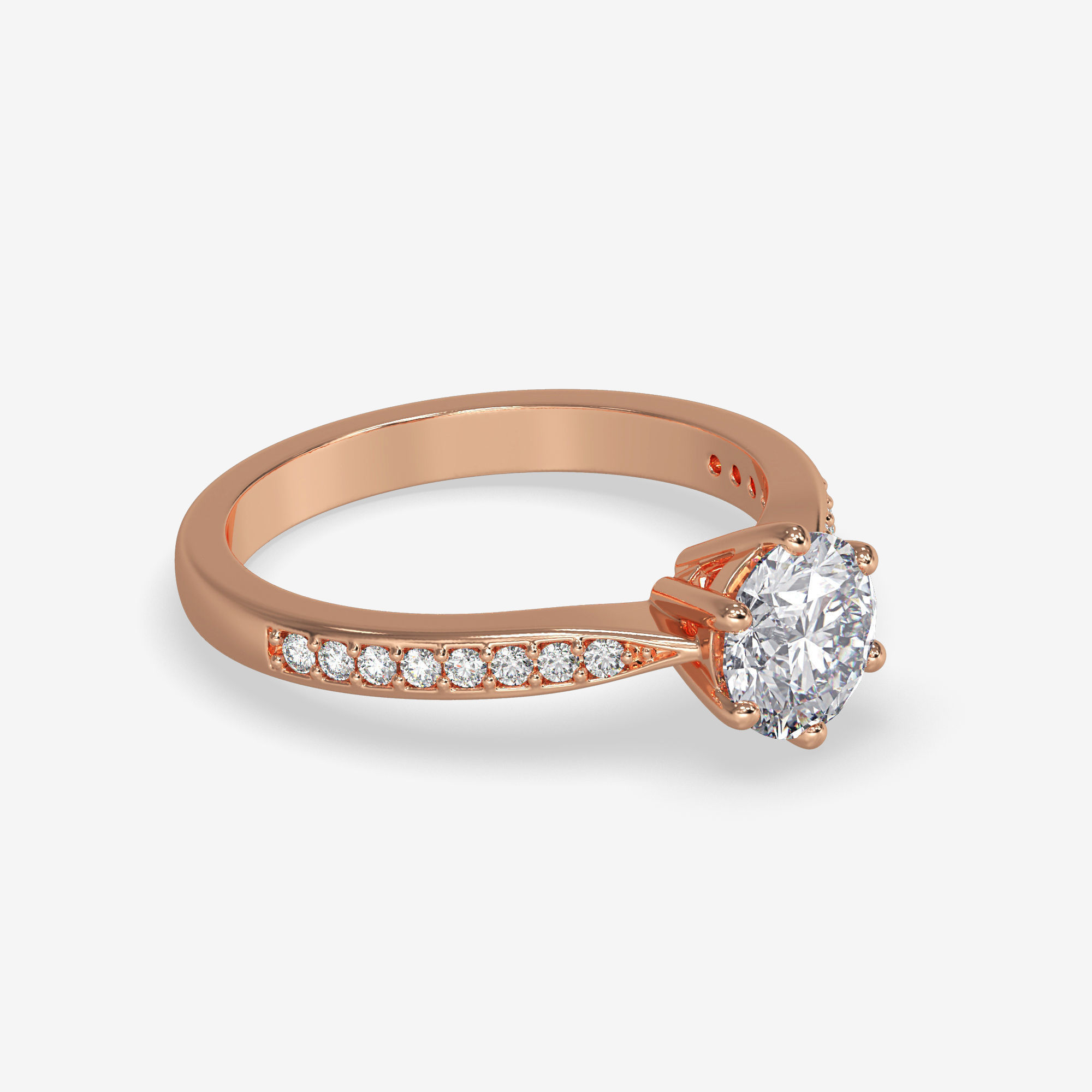 CJ-0048 diamond engagement ring gold 3D print model_1