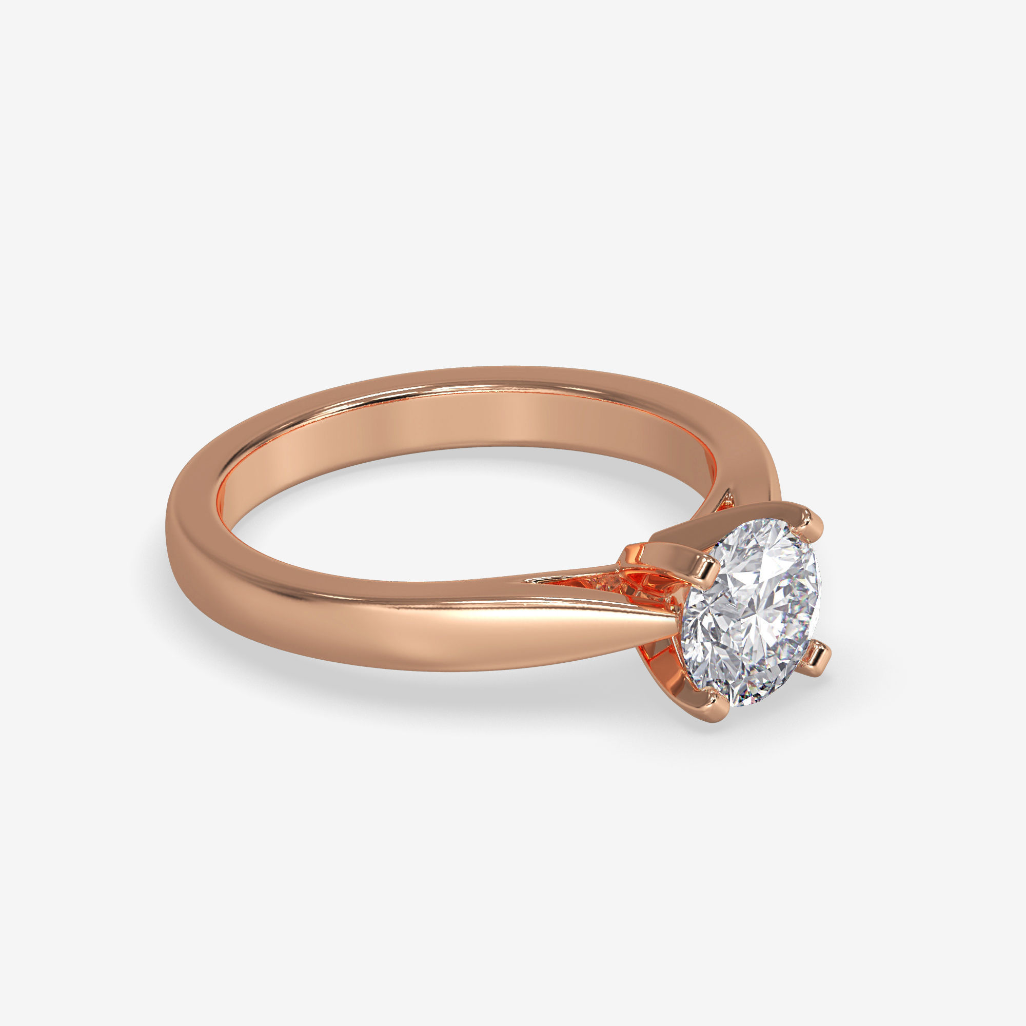 CJ-0046 solitaire engagement ring gold 3D print model_1