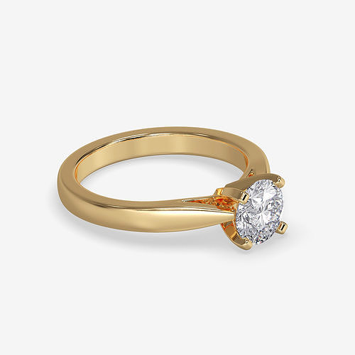 CJ-0046 solitaire engagement ring gold 3D print model