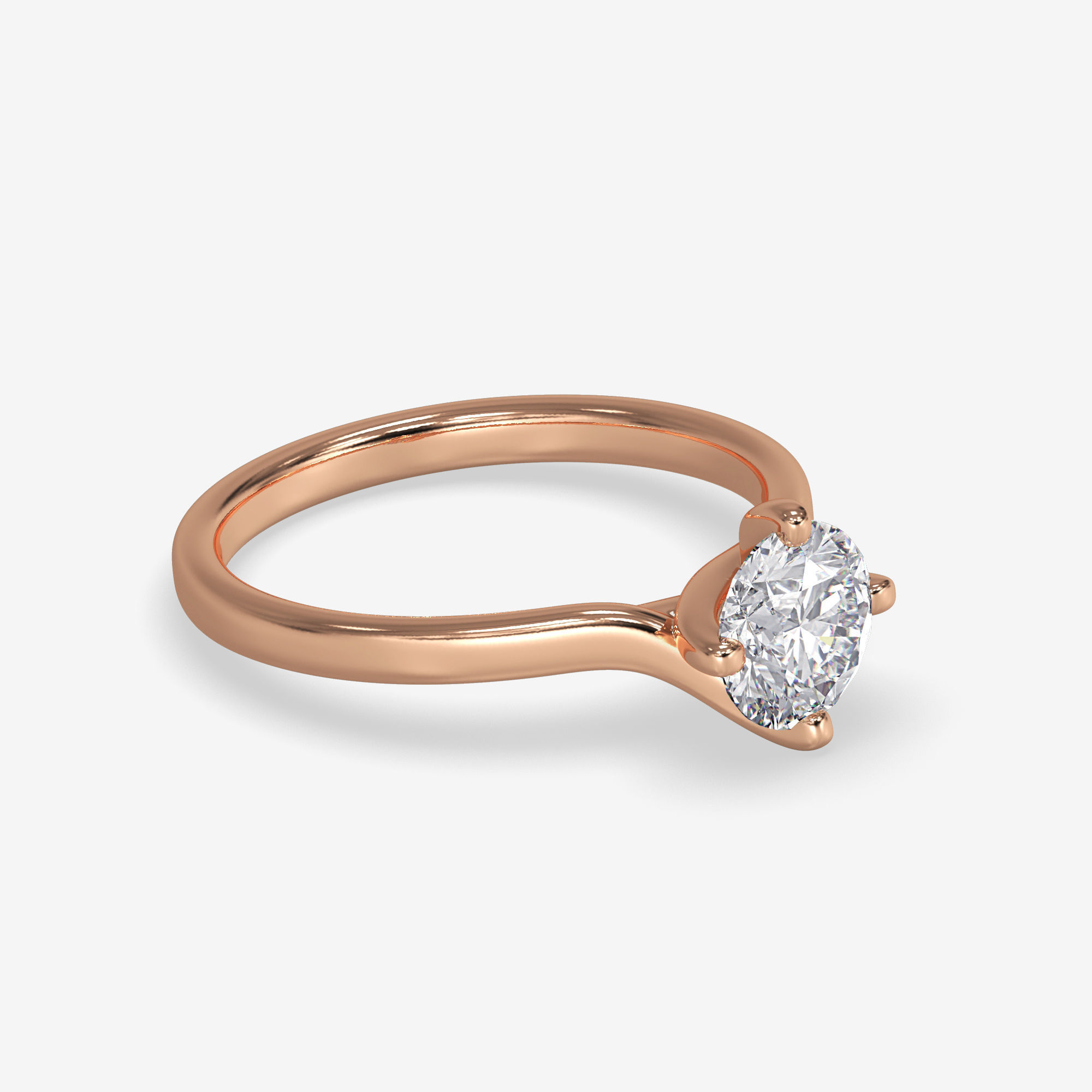 CJ-0045 solitaire engagement ring gold 3D print model_1