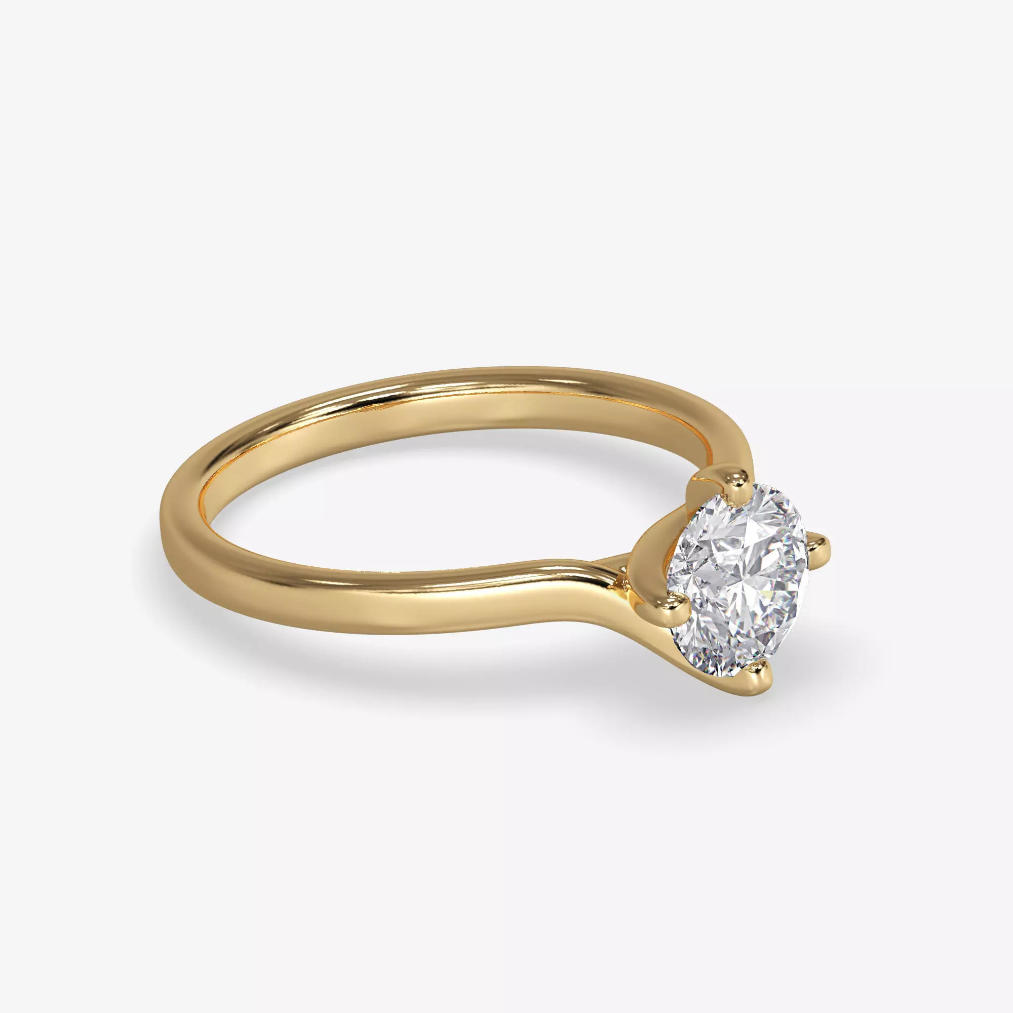 CJ-0045 solitaire engagement ring gold 3D print model_0