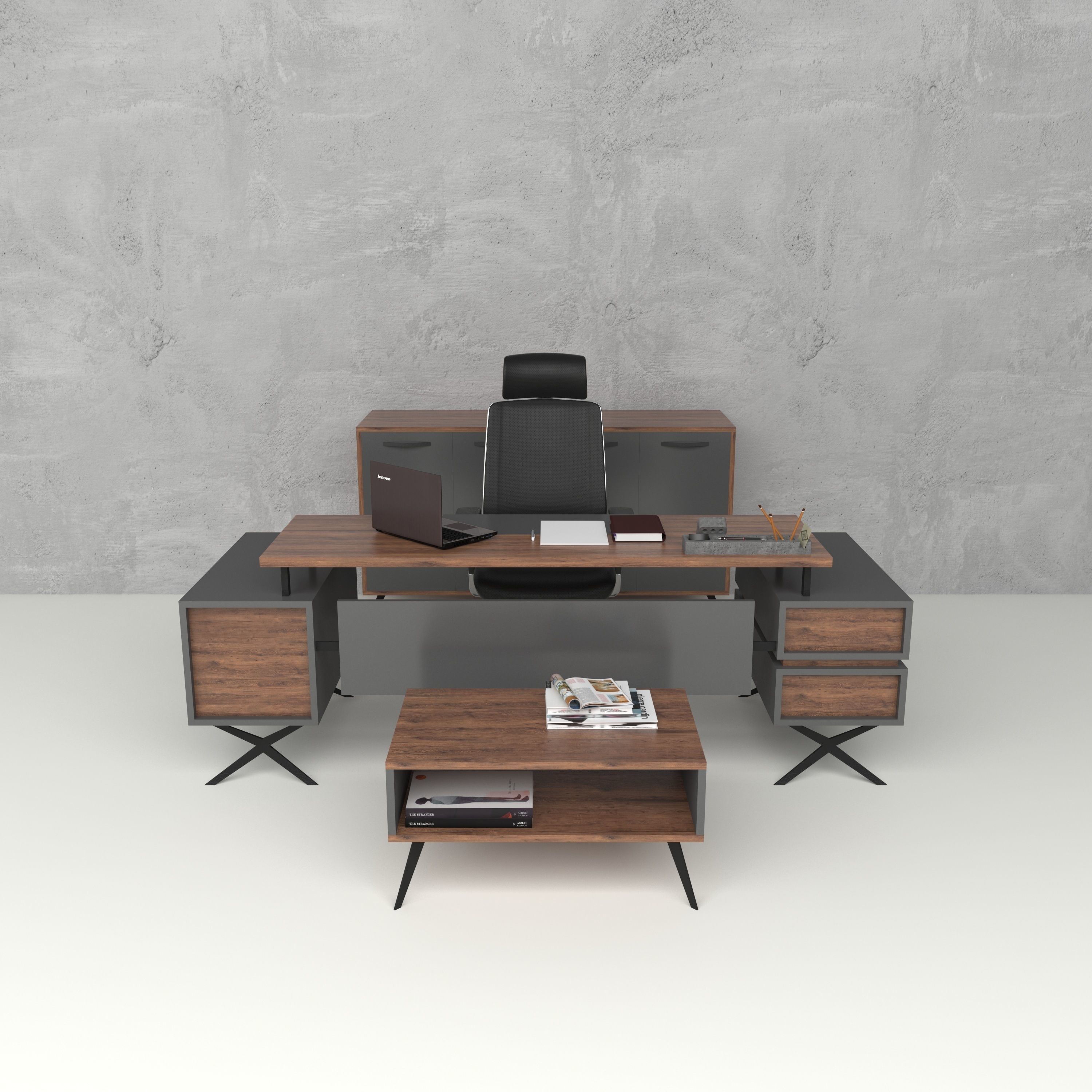 Office desk set 3D model_5