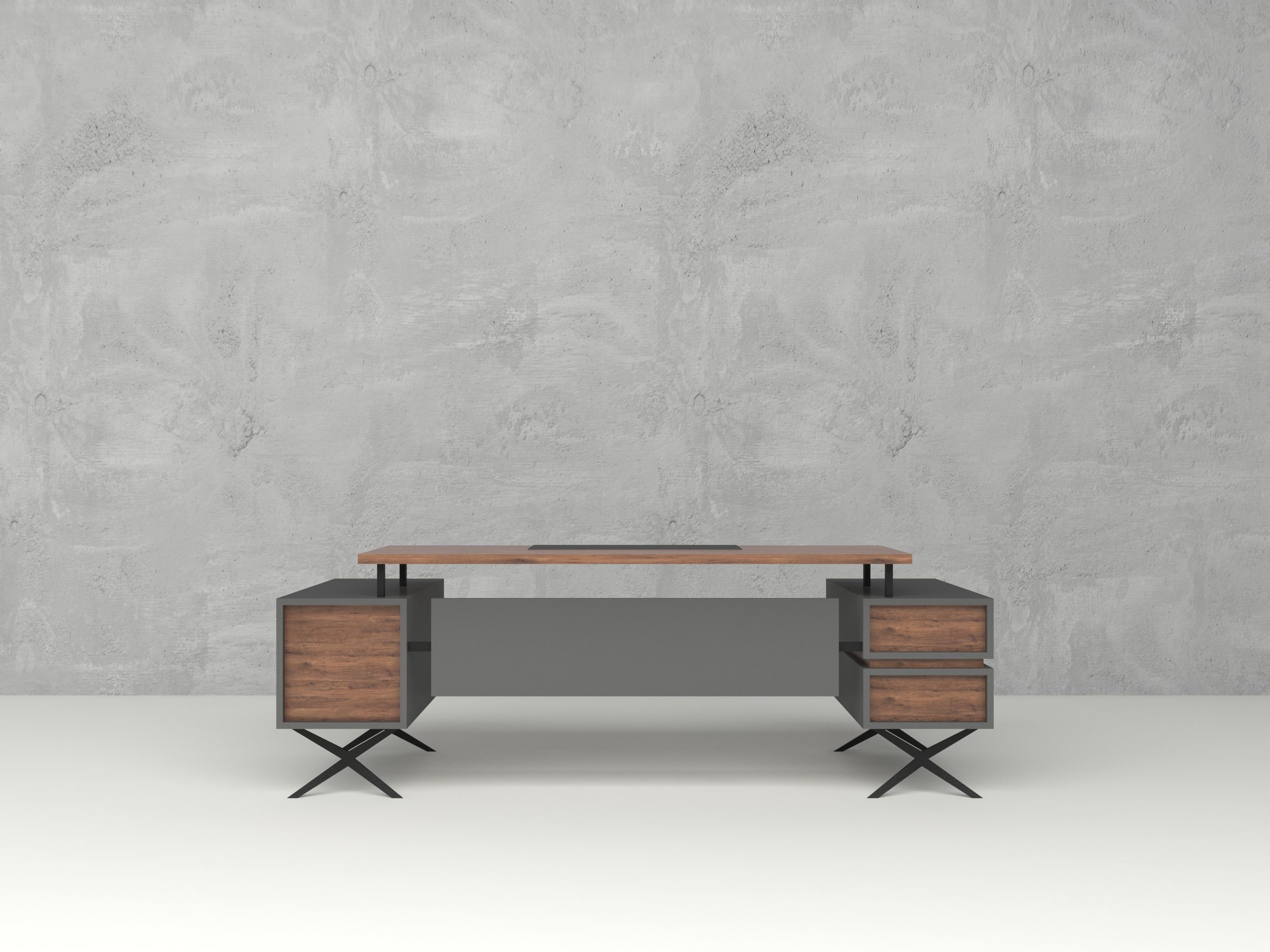 Office desk set 3D model_1