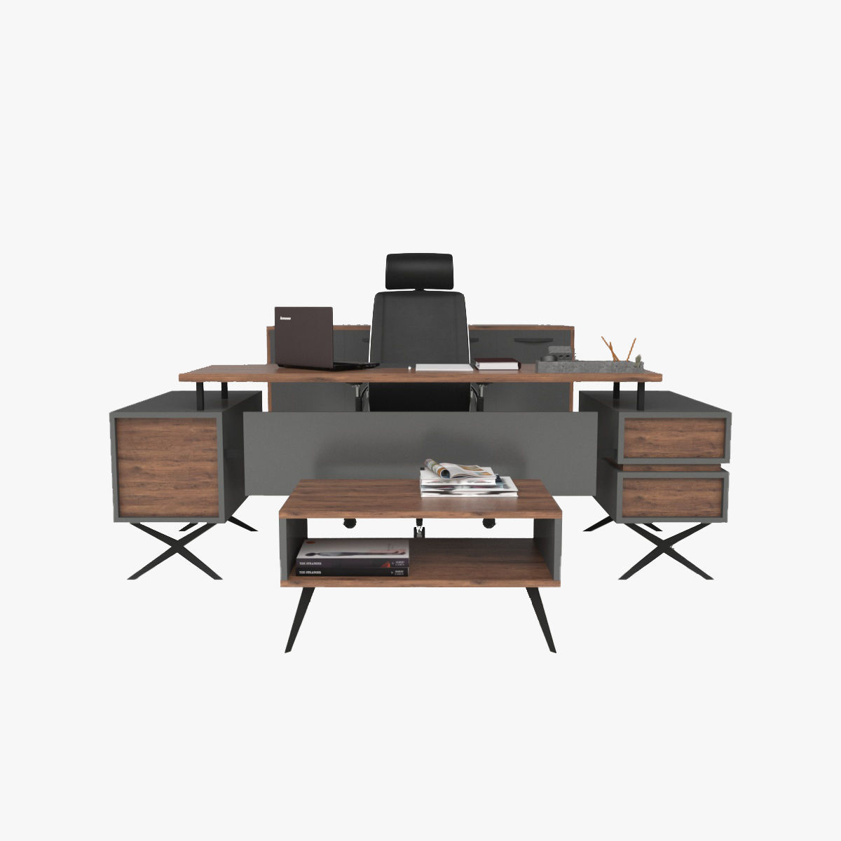 Office desk set 3D model_6